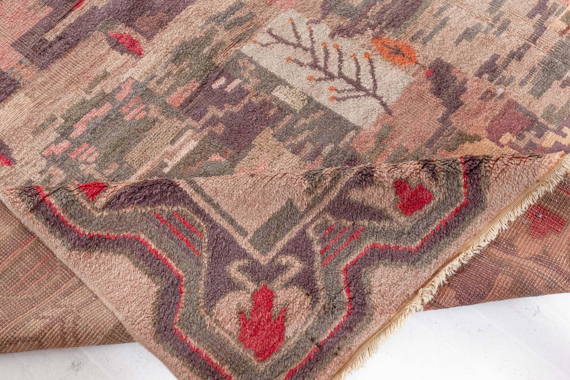 20th Century Doris Leslie Blau Vintage Swedish Pile Rug in Earthy Tapestry Style For Sale
