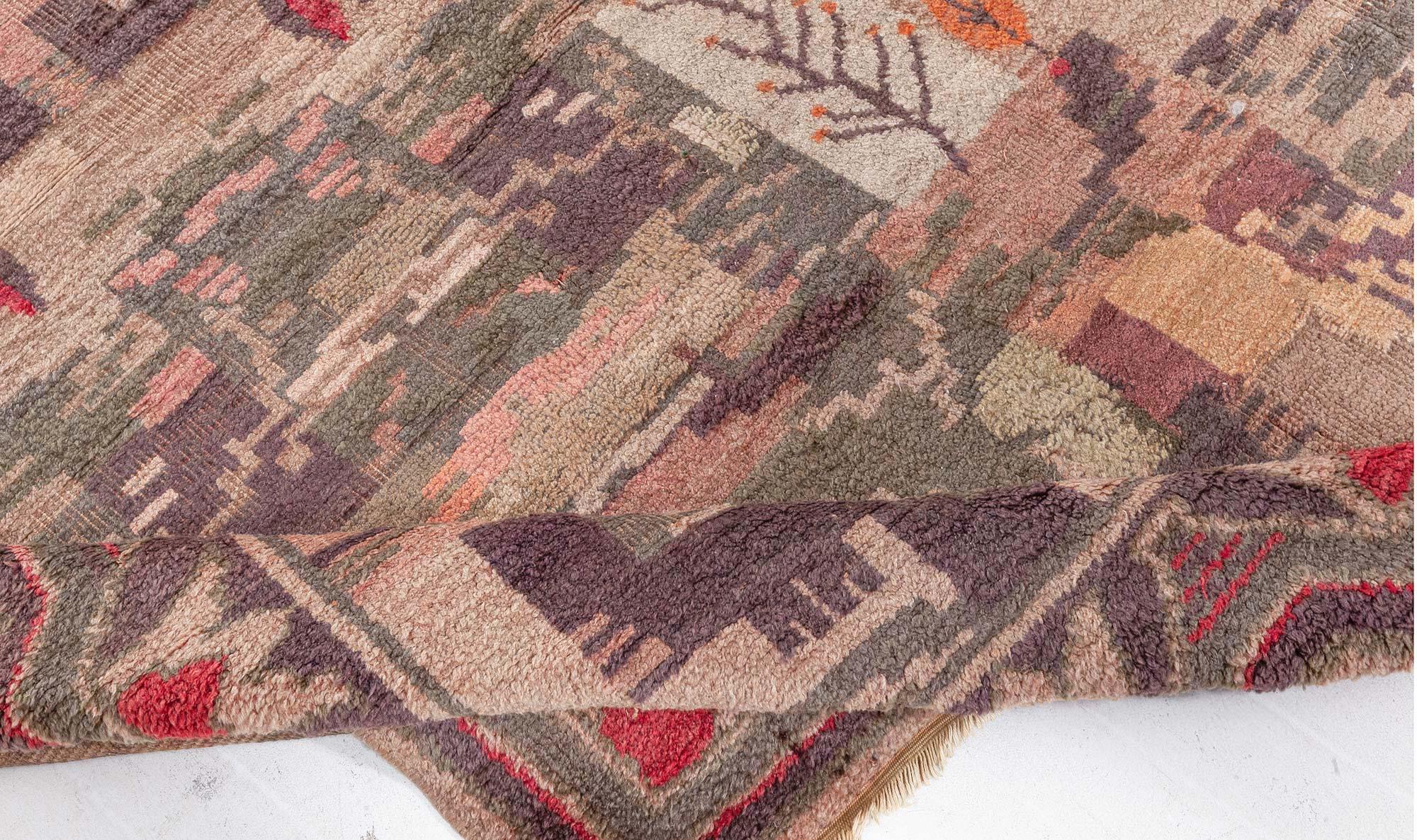 Wool Doris Leslie Blau Vintage Swedish Pile Rug in Earthy Tapestry Style For Sale