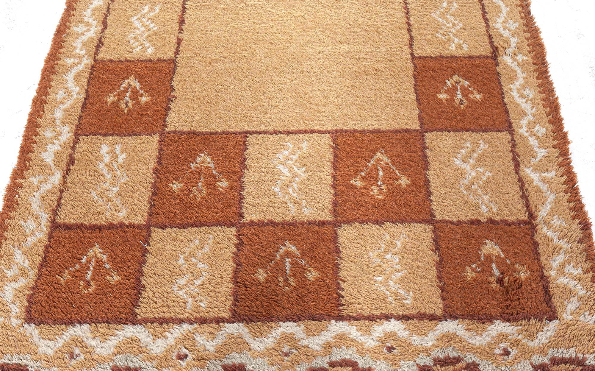Vintage Swedish Pile Rug in Geometric Checkerboard Design
Size: 3'0