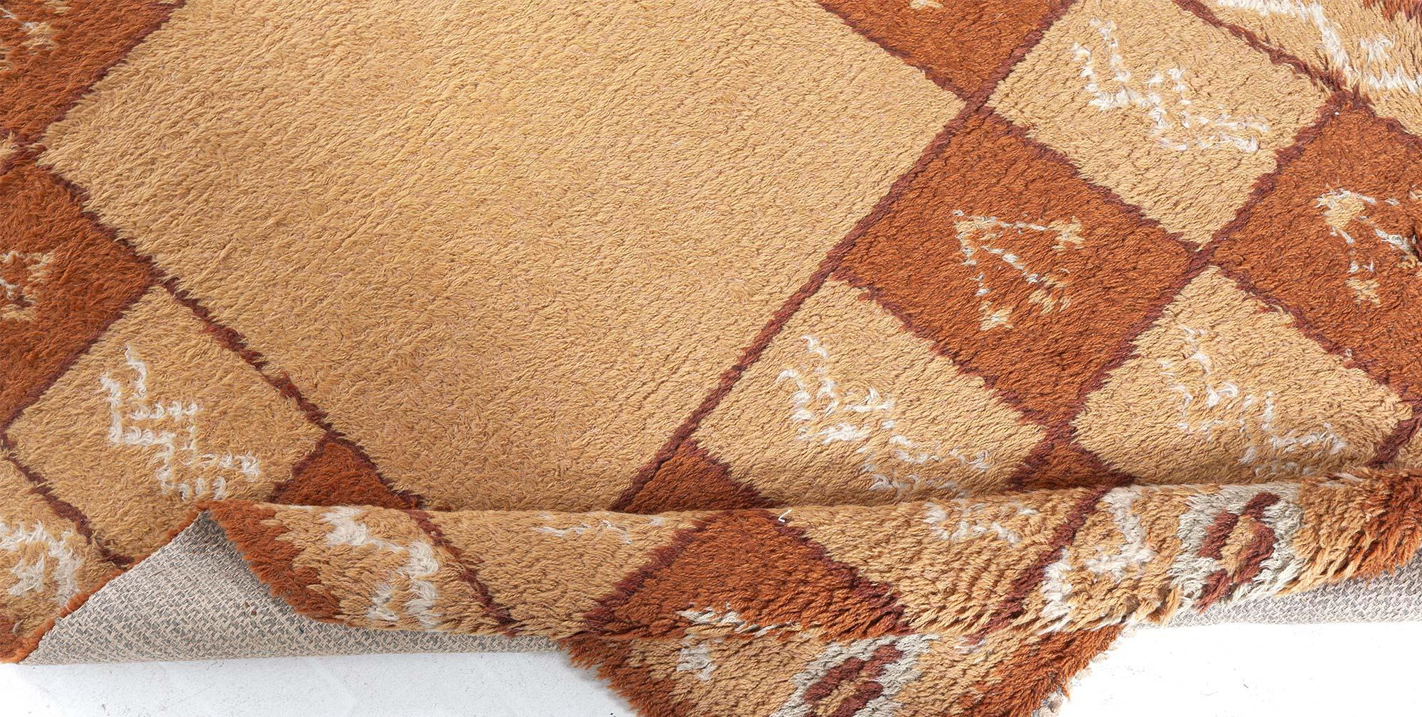 Hand-Knotted Doris Leslie Blau Vintage Swedish Pile Rug in Geometric Checkerboard Design For Sale