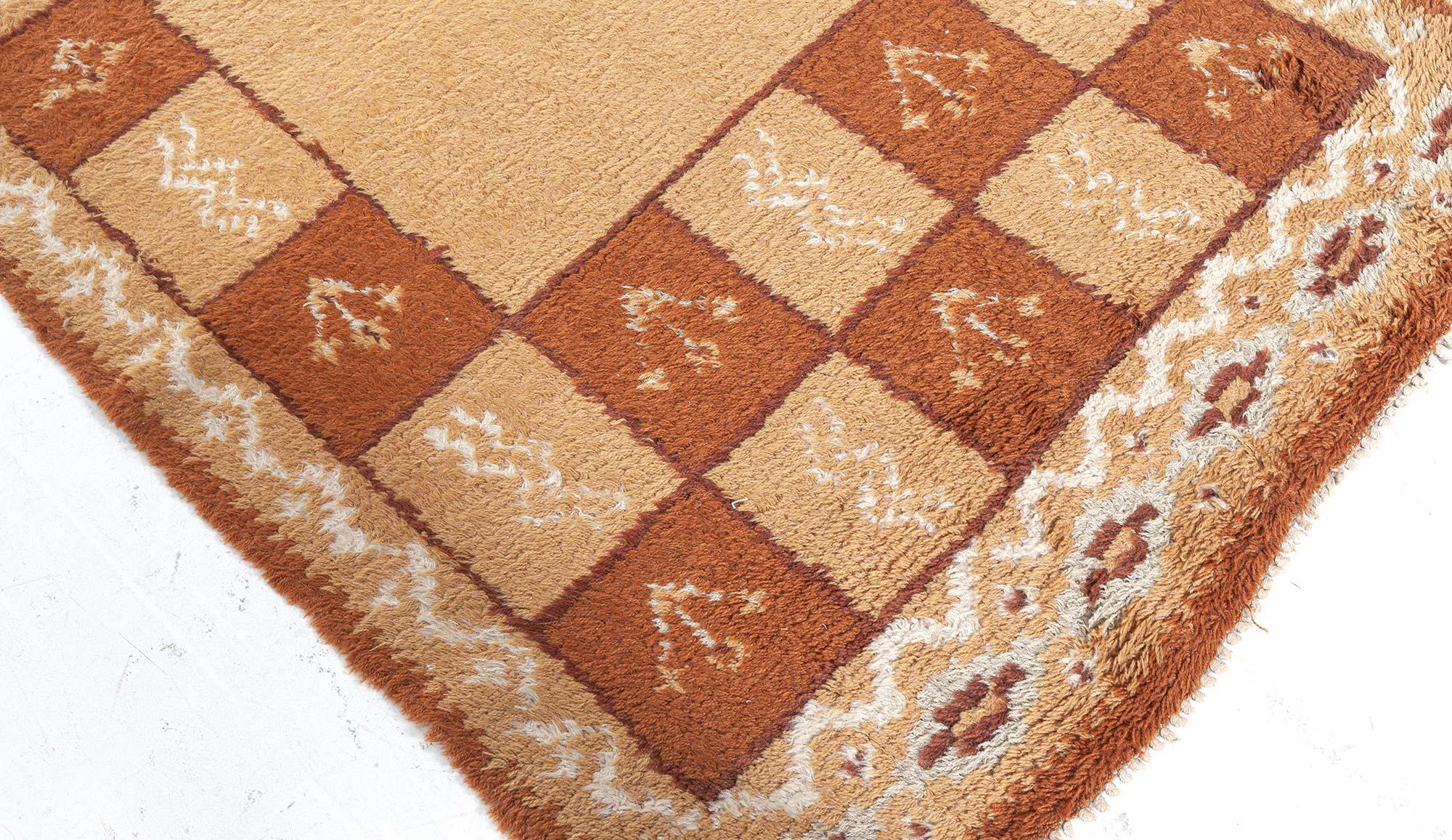 20th Century Doris Leslie Blau Vintage Swedish Pile Rug in Geometric Checkerboard Design For Sale
