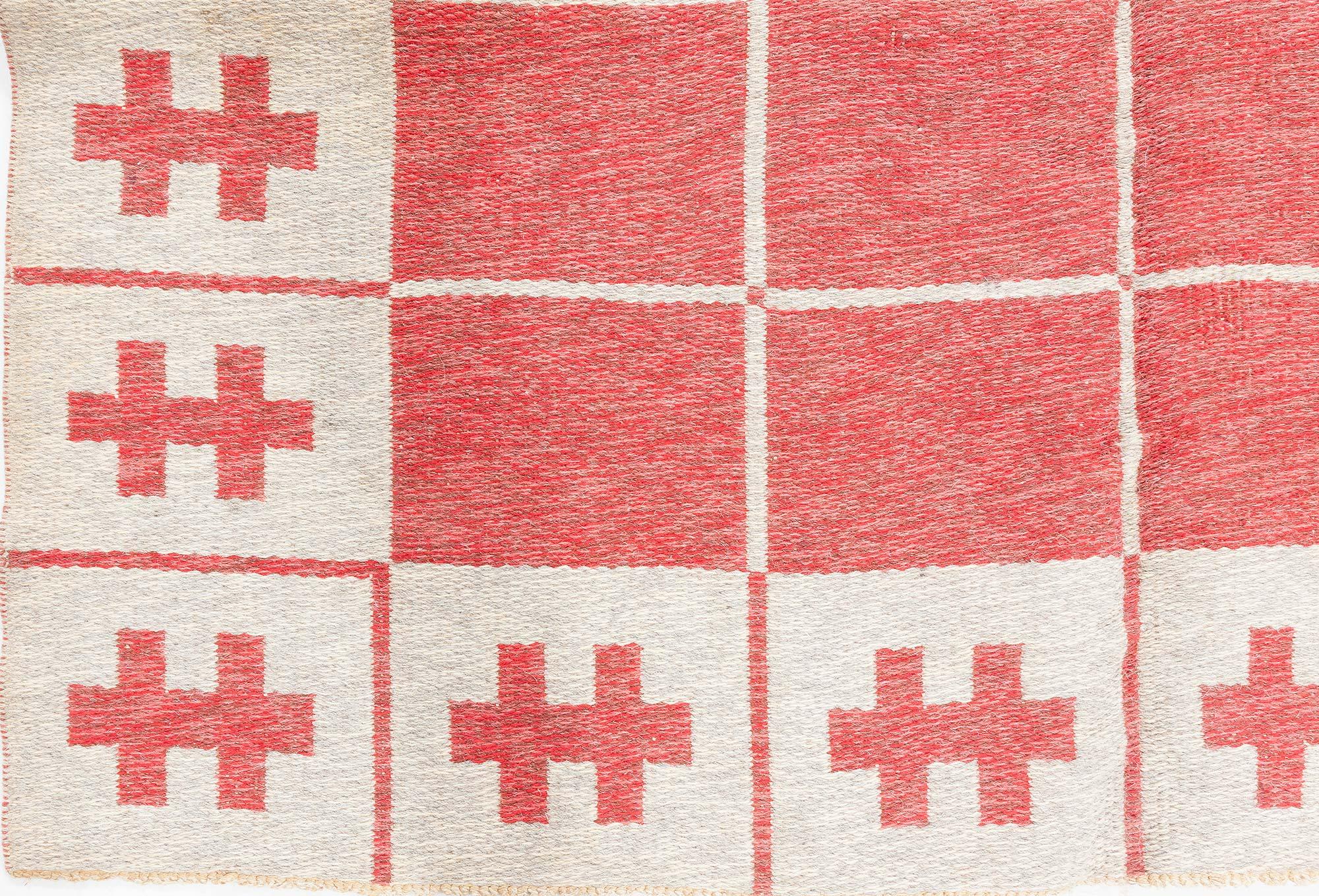 Mid-Century Modern Doris Leslie Blau Vintage Swedish Reversible Flat-Weave Wool Rug For Sale