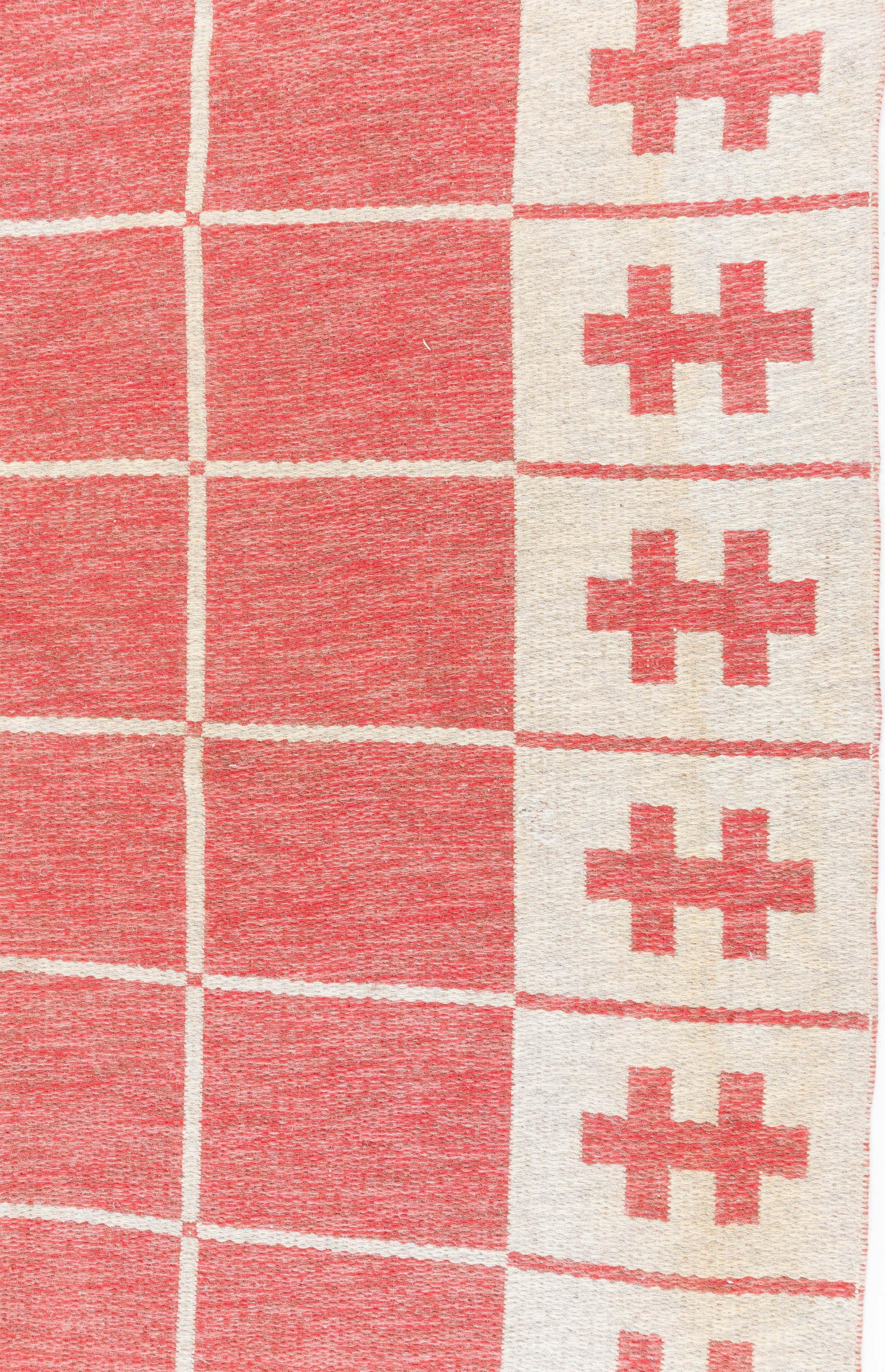 Hand-Woven Doris Leslie Blau Vintage Swedish Reversible Flat-Weave Wool Rug For Sale