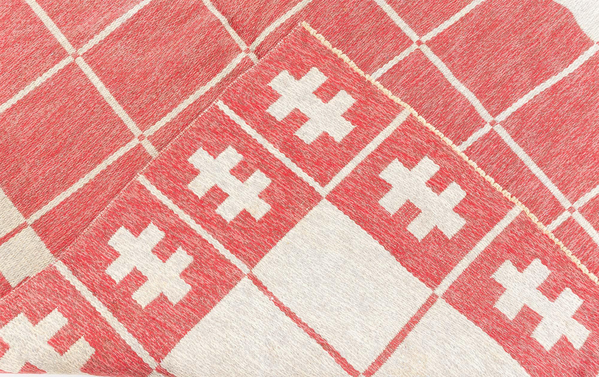 Doris Leslie Blau Vintage Swedish Reversible Flat-Weave Wool Rug For Sale 2