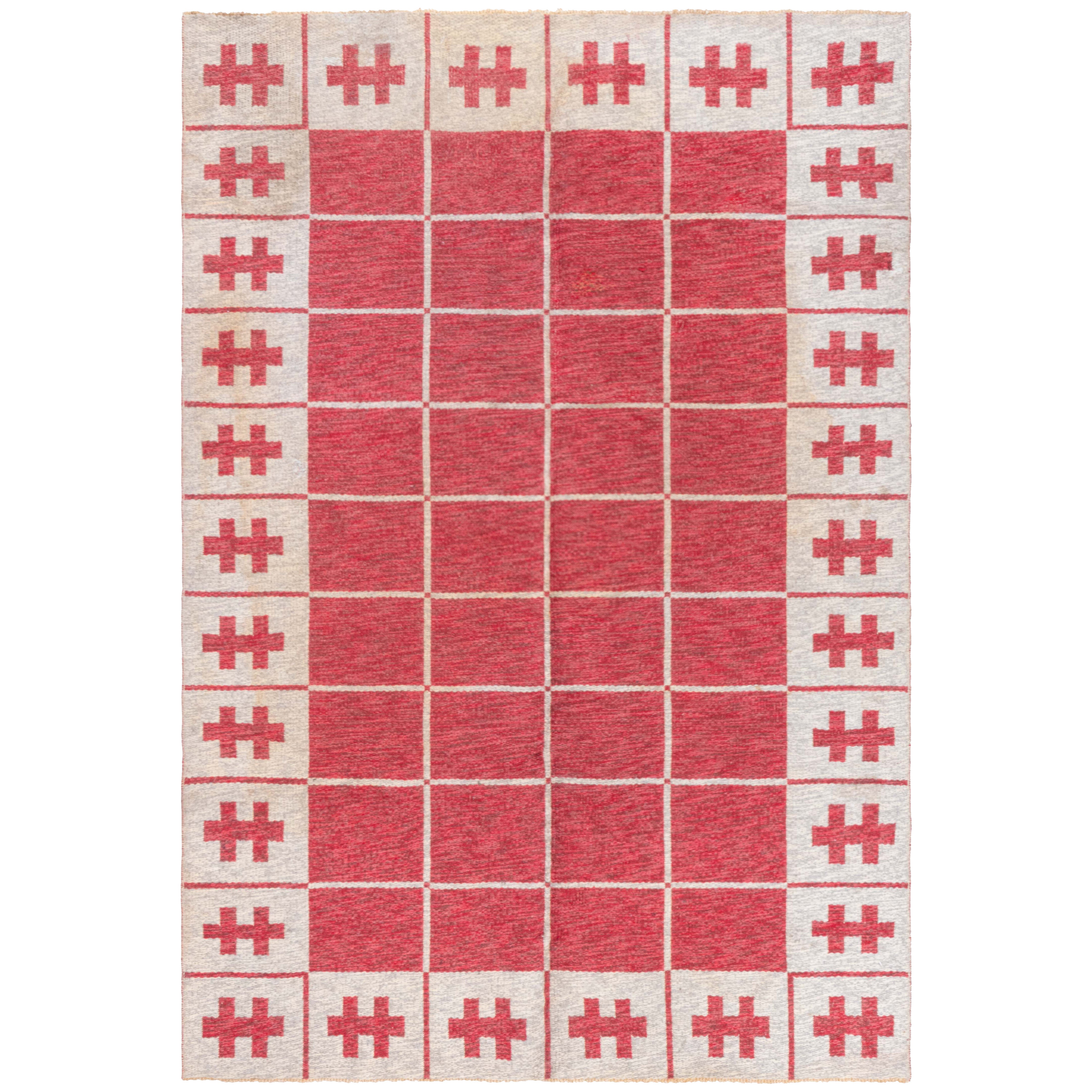 Doris Leslie Blau Vintage Swedish Reversible Flat-Weave Wool Rug For Sale