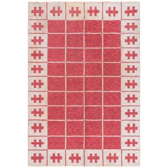 Doris Leslie Blauer schwedischer Wendbarer Flachgewebe-Wollteppich im Vintage-Stil