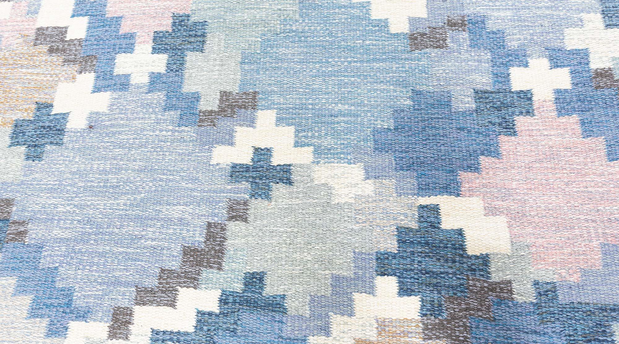 Hand-Woven Doris Leslie Blau Vintage Swedish Rolakan Rug by Ingegerd Silow For Sale