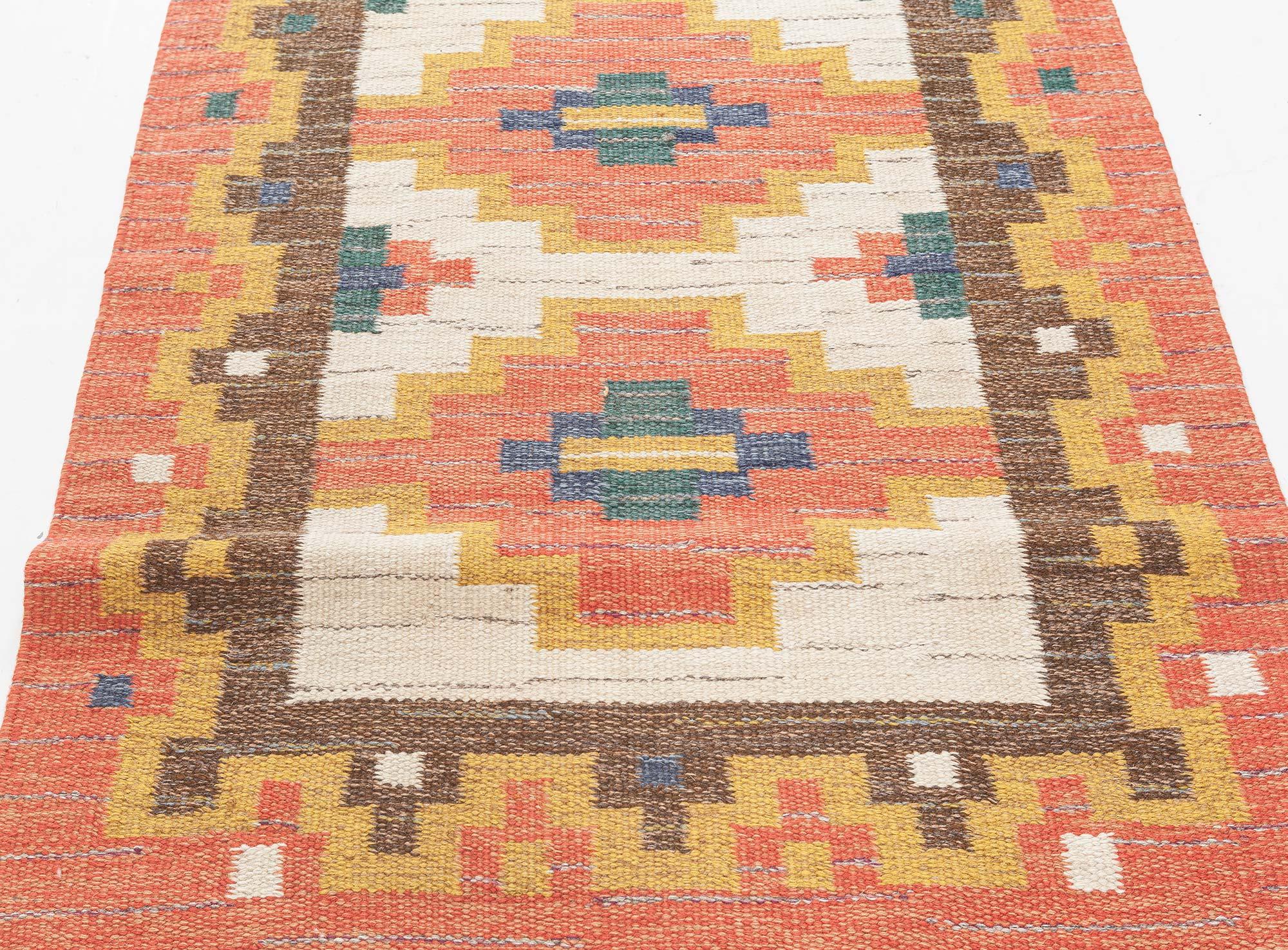 Hand-Woven Doris Leslie Blau Vintage Swedish Rolakan Runner by 'GK' For Sale