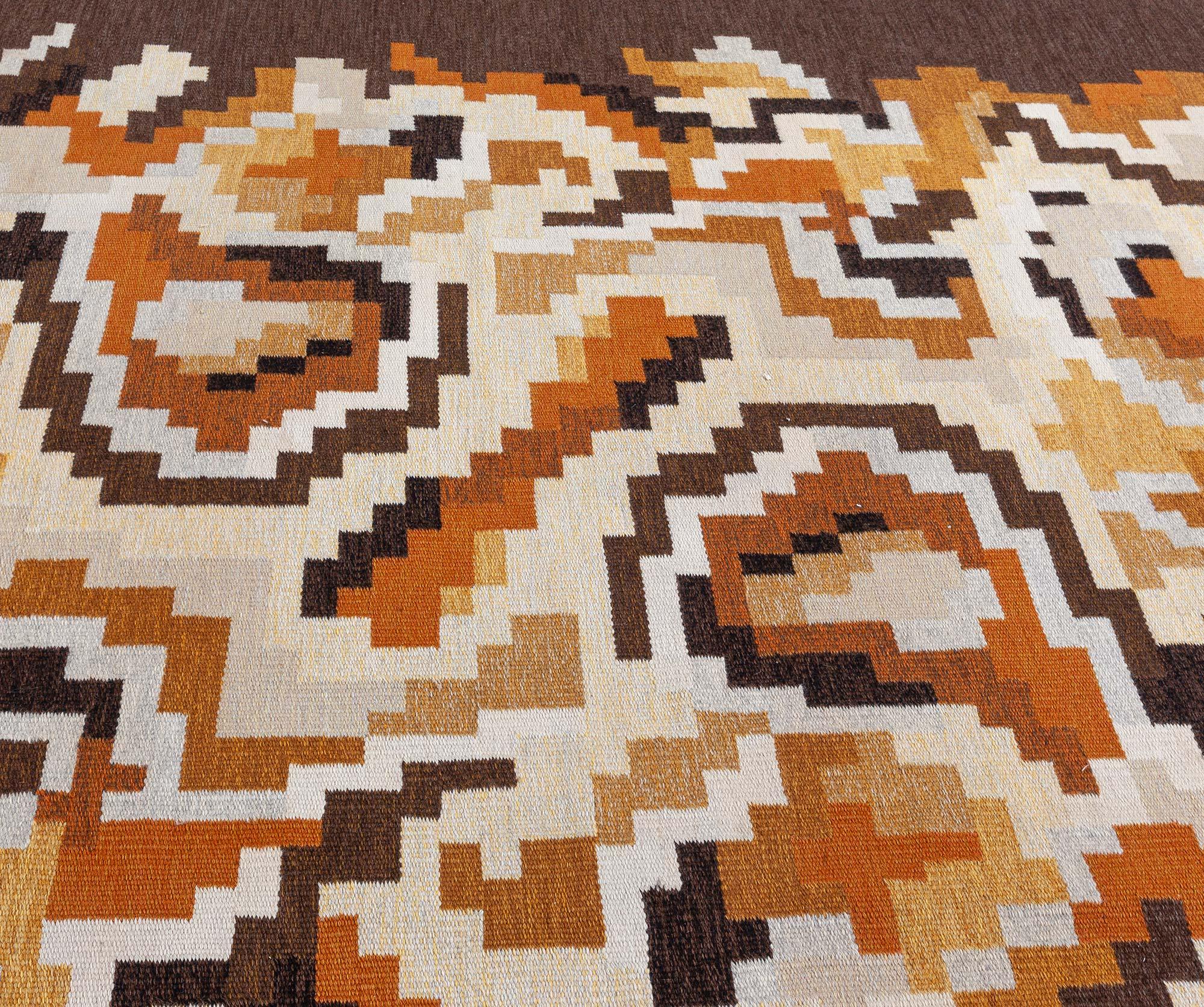 Vintage Swedish Flat Weave Rug by Erik Lundberg (Vavangarden Eringsboda)
Size: 8'3