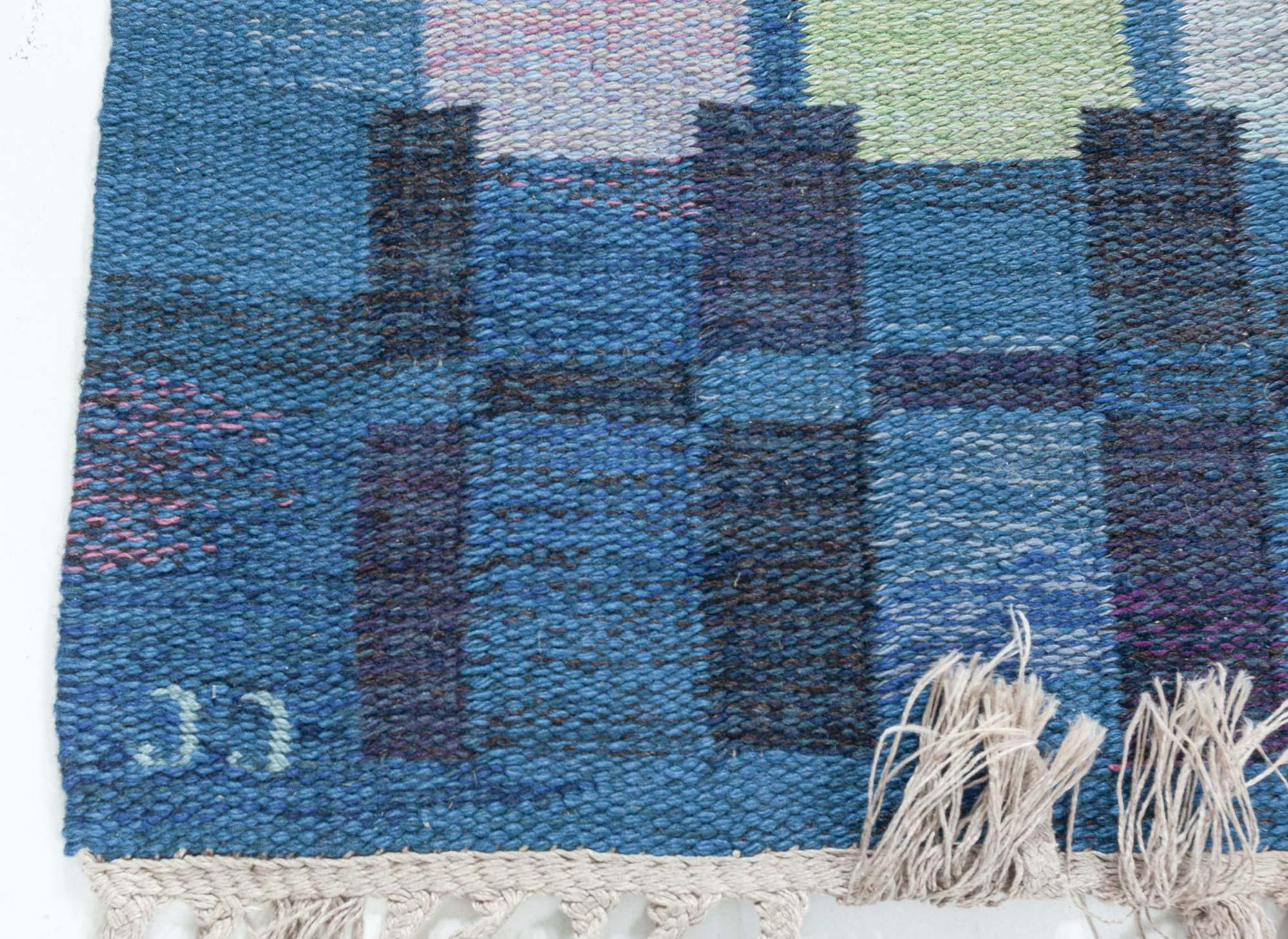 Scandinavian Doris Leslie Blau Vintage Swedish Rug by Judith Johansson Spice Hall For Sale