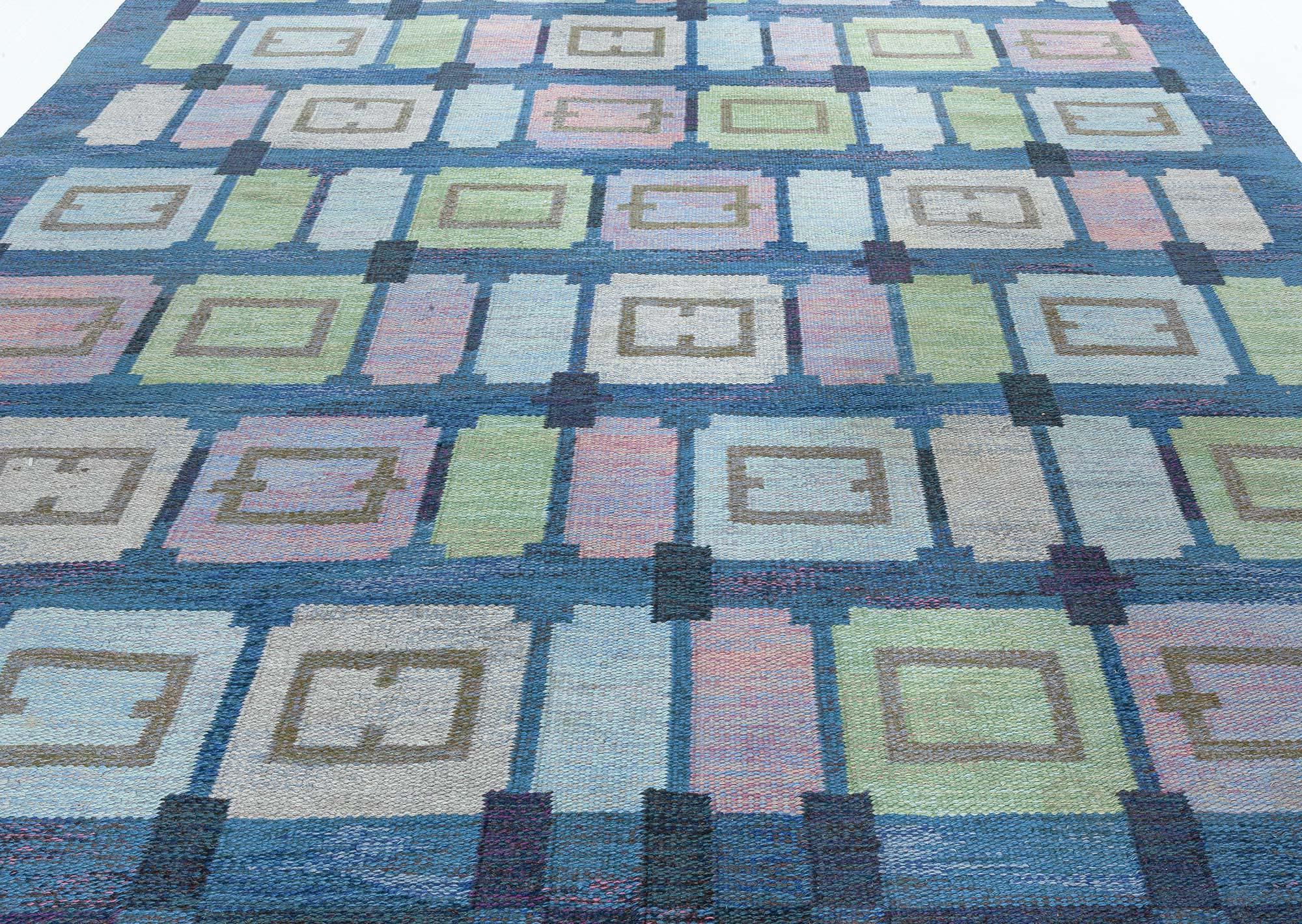 Hand-Woven Doris Leslie Blau Vintage Swedish Rug by Judith Johansson Spice Hall For Sale
