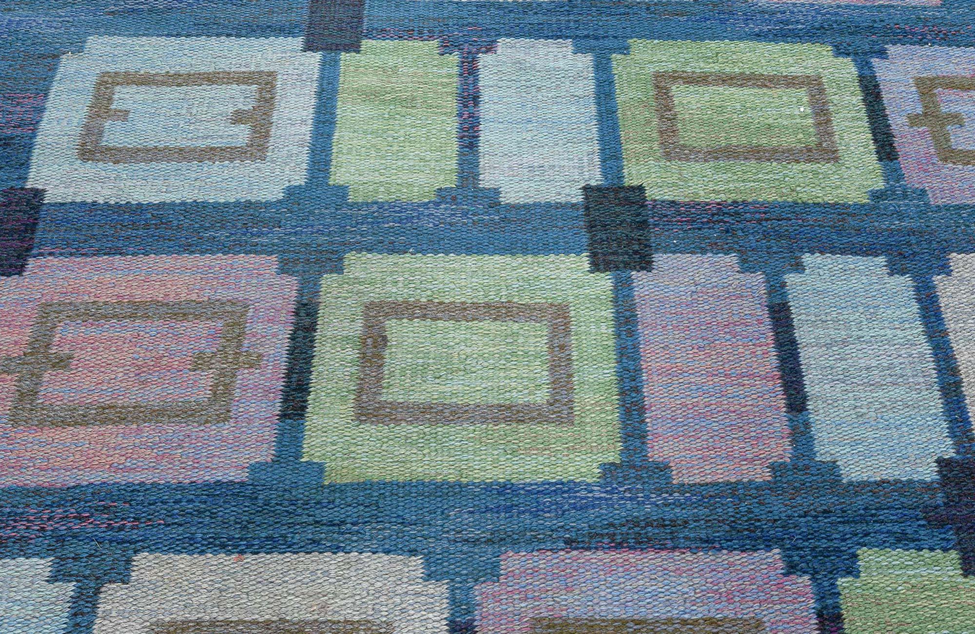 Doris Leslie Blau Vintage Swedish Rug by Judith Johansson Spice Hall In Good Condition For Sale In New York, NY