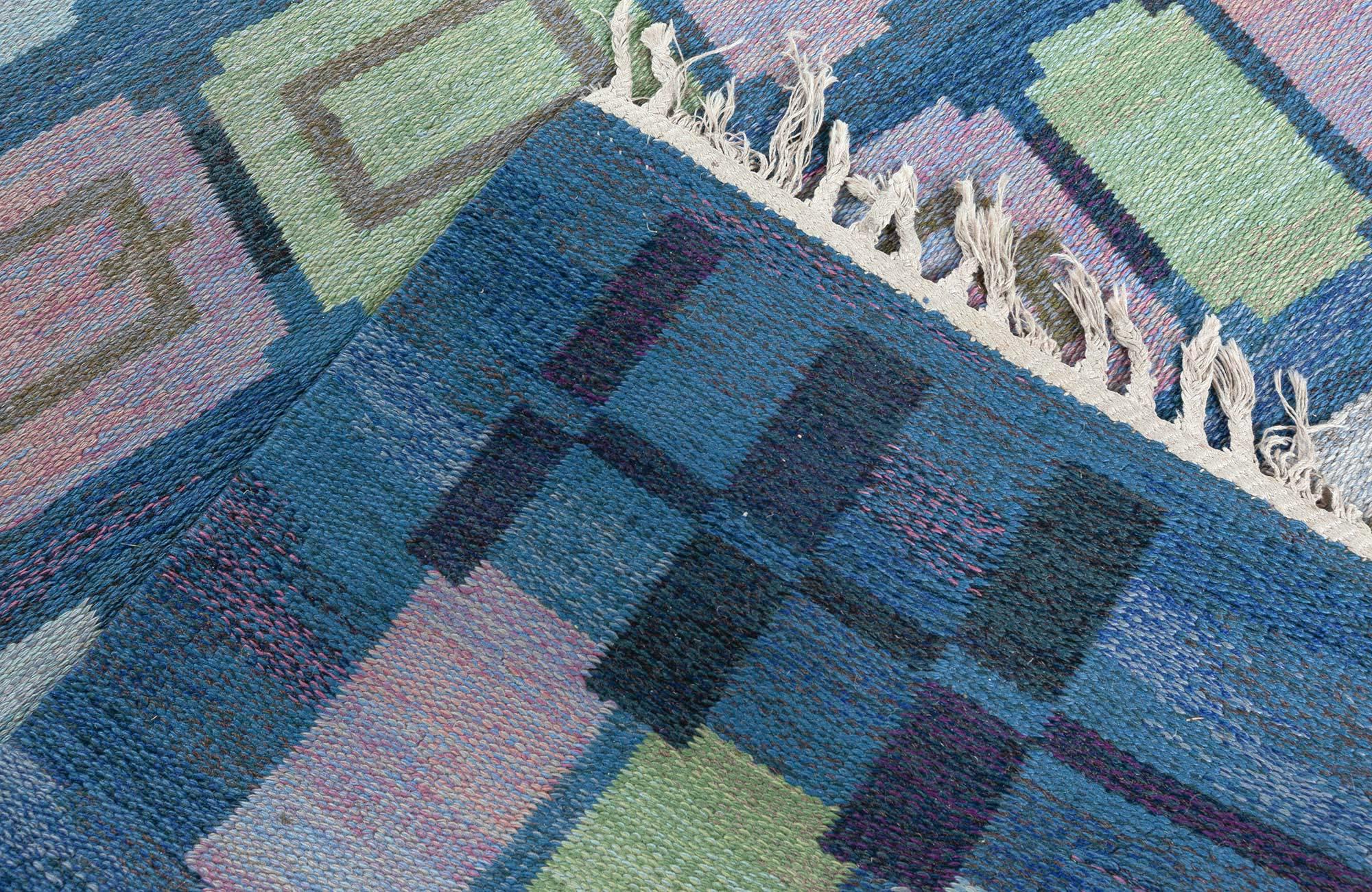 Wool Doris Leslie Blau Vintage Swedish Rug by Judith Johansson Spice Hall For Sale
