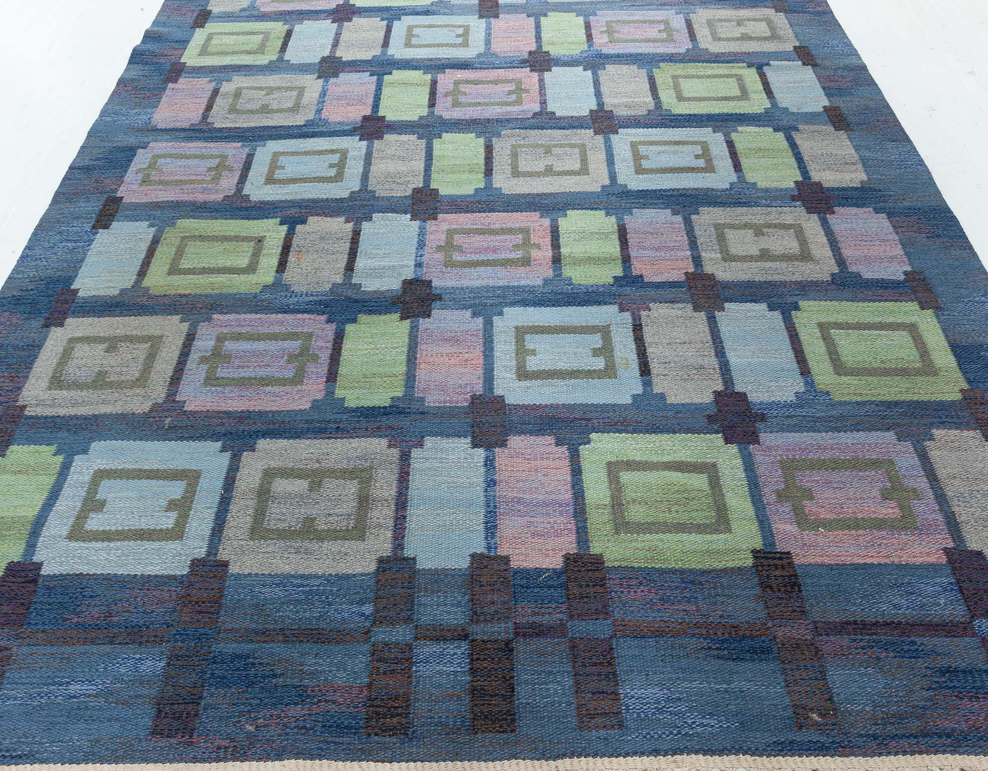 Mid-Century Modern Doris Leslie Blau Vintage Swedish Rug by Judith Johansson Spise Hall For Sale