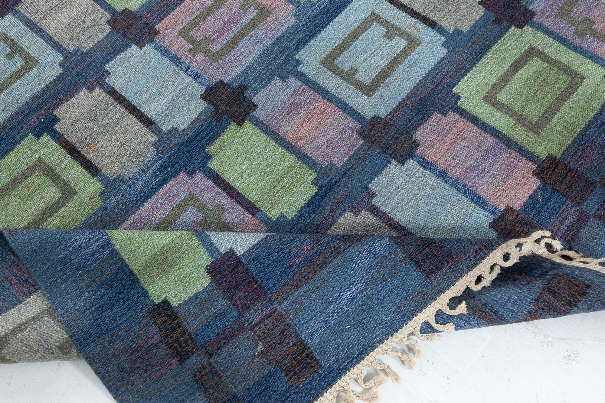 Doris Leslie Blauer schwedischer Vintage-Teppich von Judith Johansson Spise Hall (Wolle) im Angebot