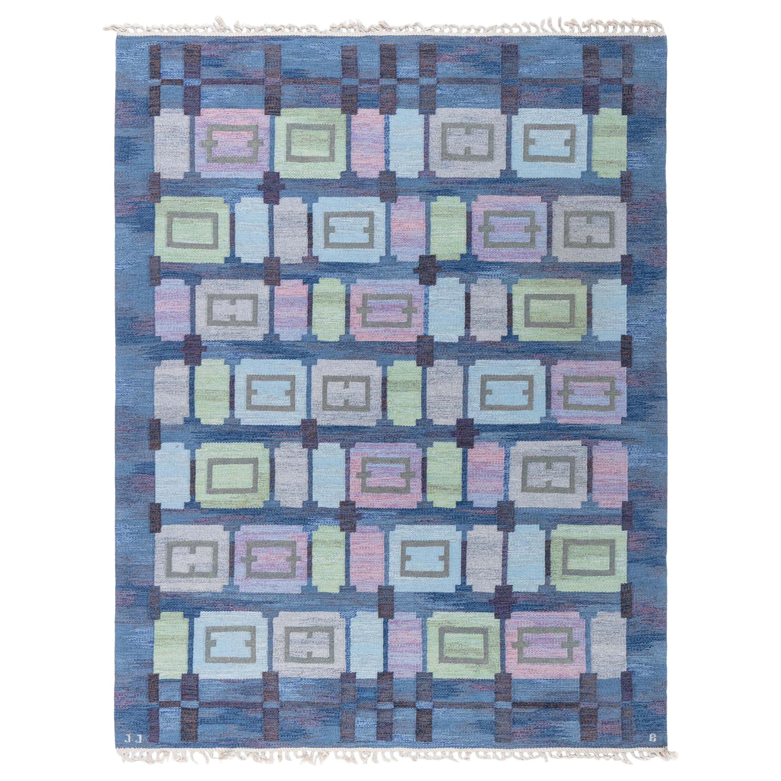 Tappeto svedese vintage Doris Leslie Blau di Judith Johansson Spise Hall