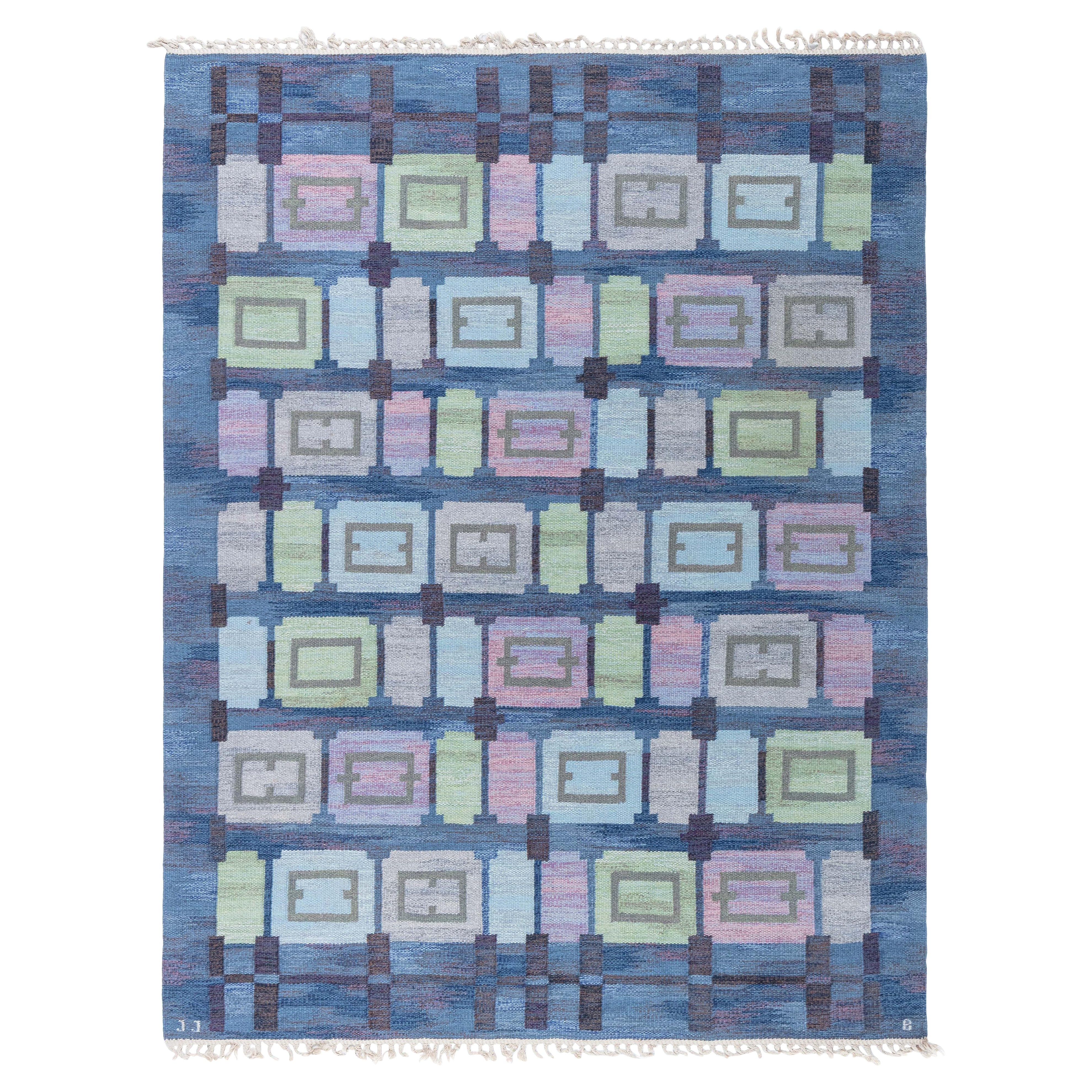 Tappeto svedese vintage Doris Leslie Blau di Judith Johansson Spise Hall