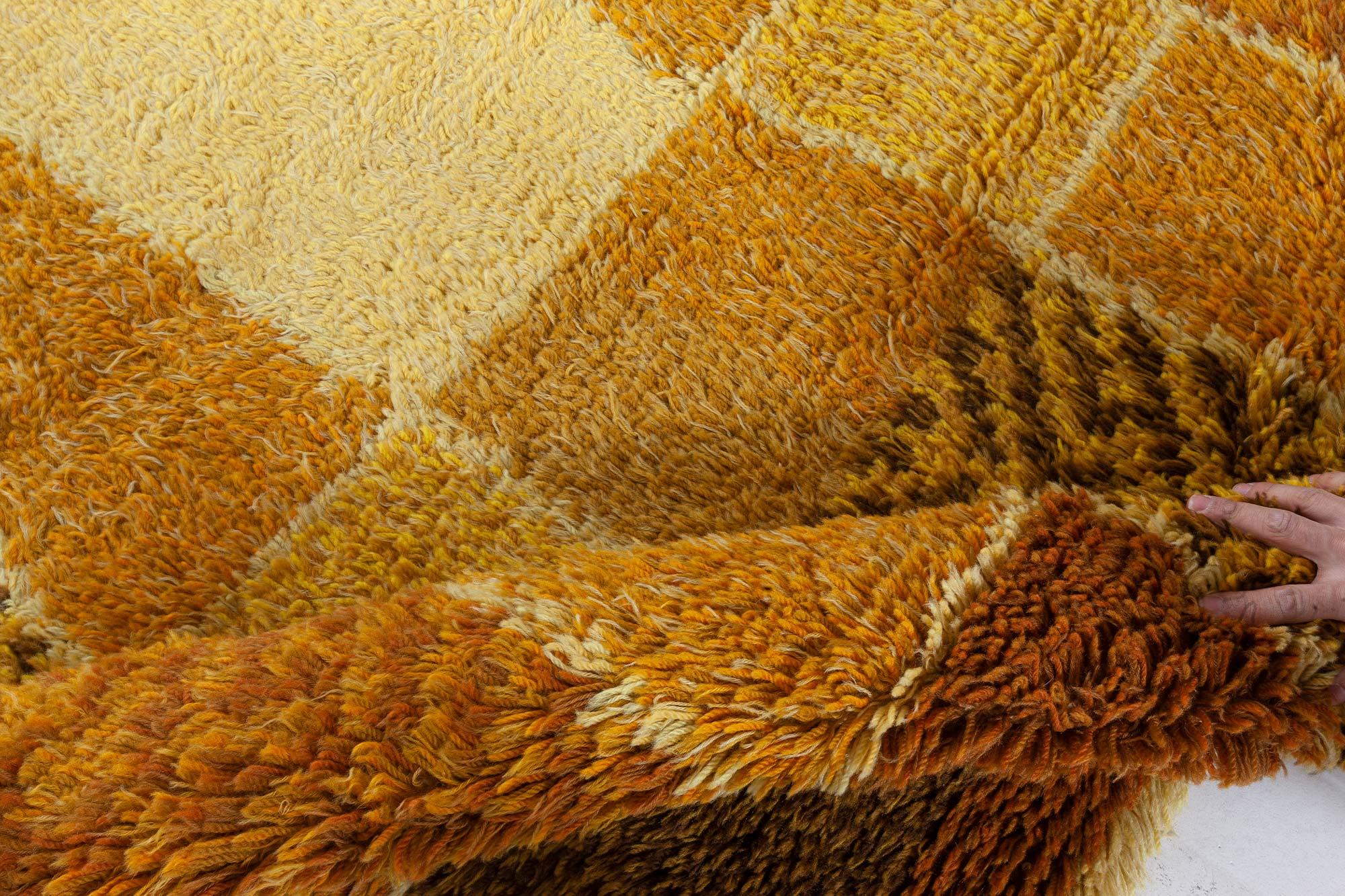 Scandinavian Doris Leslie Blau Vintage Swedish Rya Rug in Warm Autumnal Tones For Sale