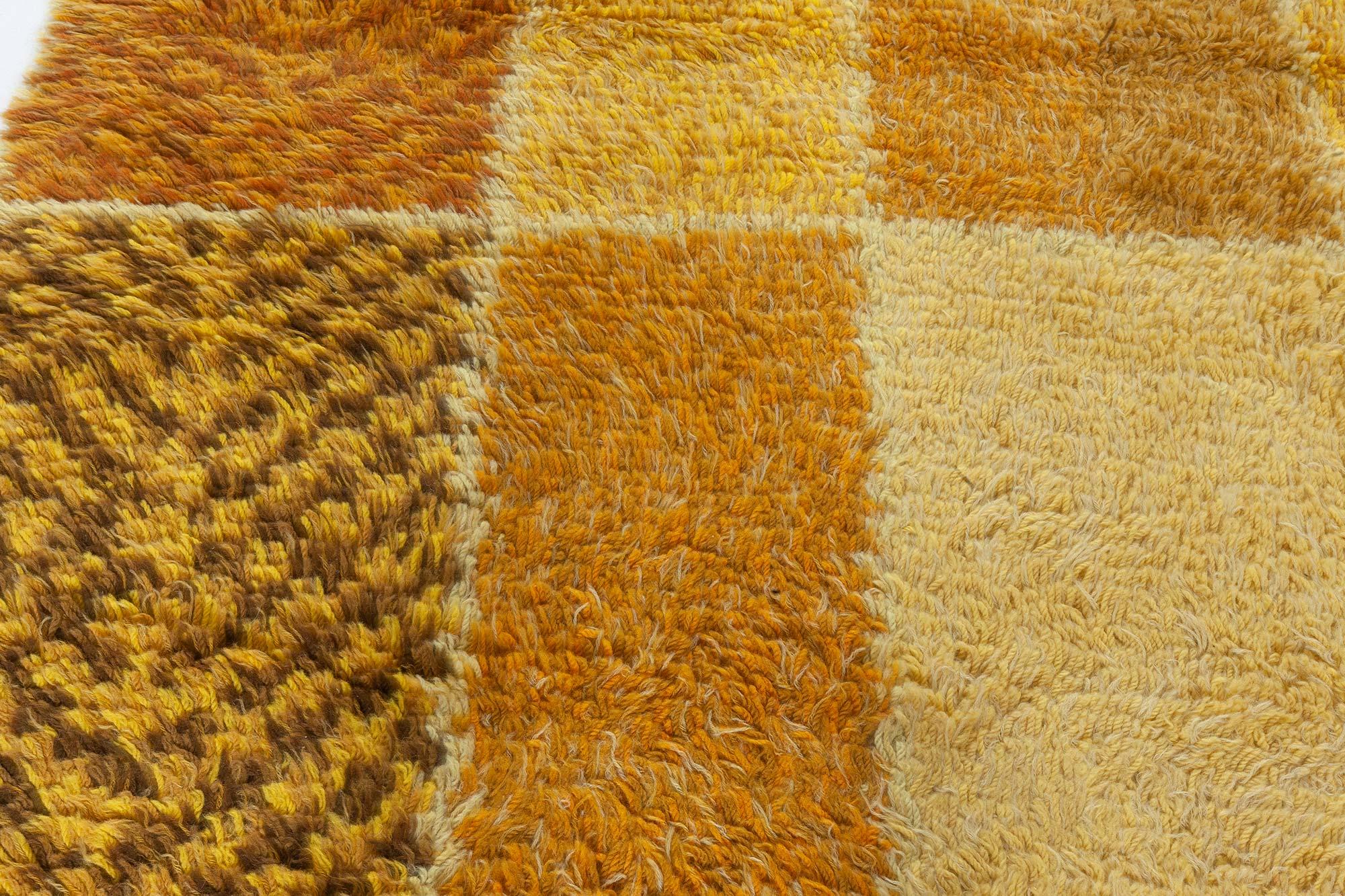 Hand-Woven Doris Leslie Blau Vintage Swedish Rya Rug in Warm Autumnal Tones For Sale