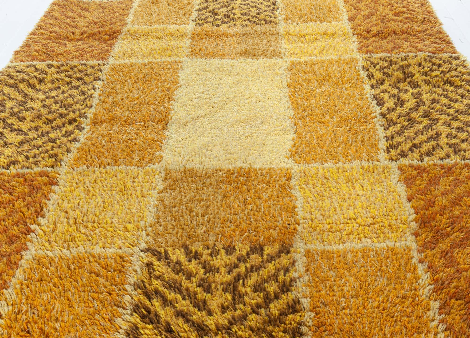 Doris Leslie Blau Vintage Swedish Rya Rug in Warm Autumnal Tones In Good Condition For Sale In New York, NY