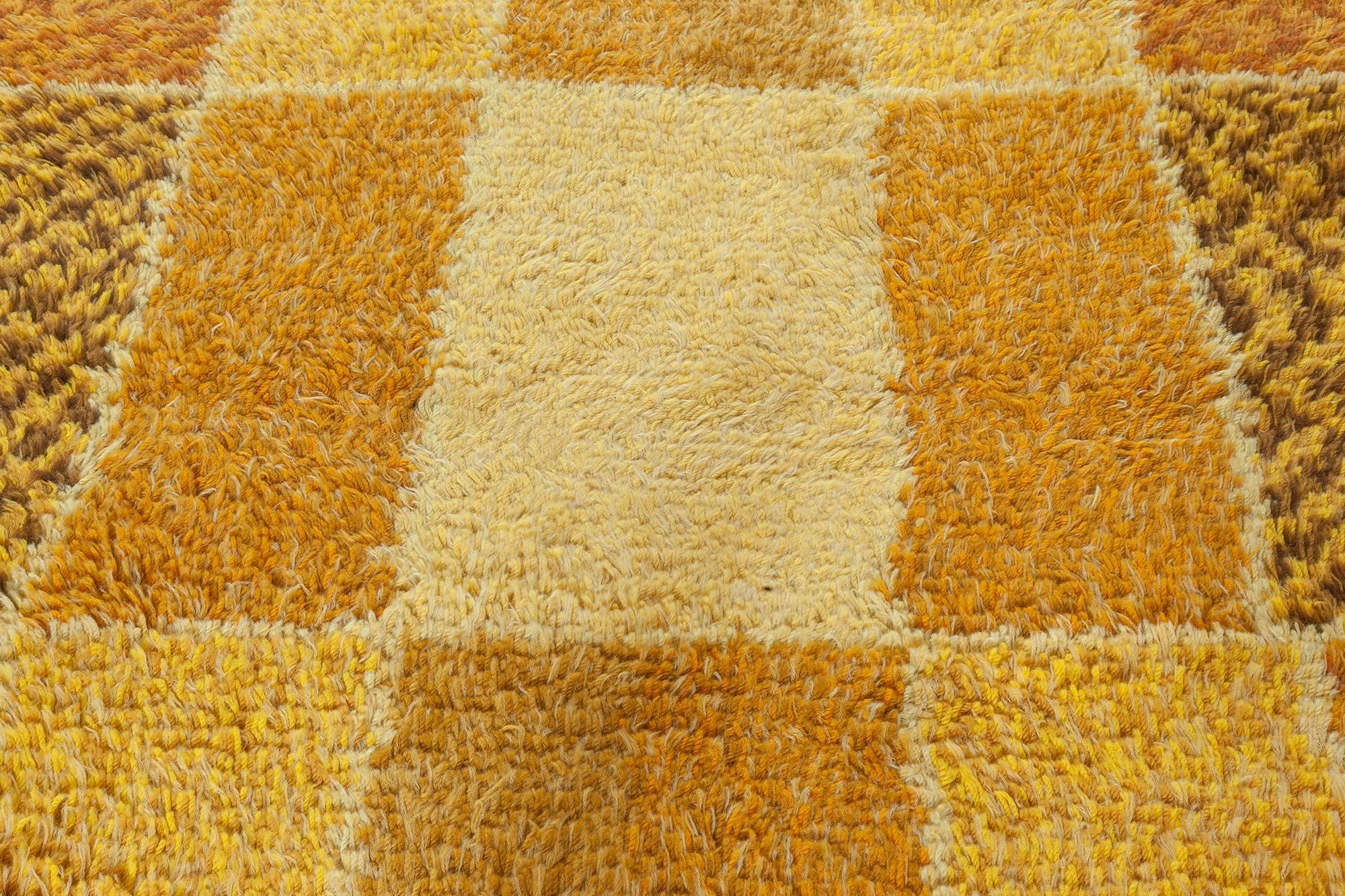 20th Century Doris Leslie Blau Vintage Swedish Rya Rug in Warm Autumnal Tones For Sale