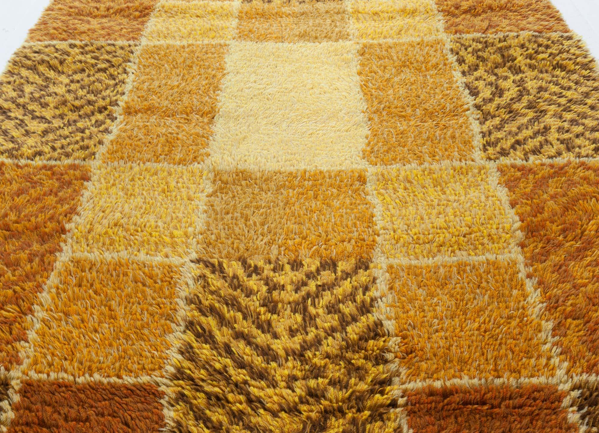 Doris Leslie Blau Vintage Swedish Rya Rug in Warm Autumnal Tones For Sale 1
