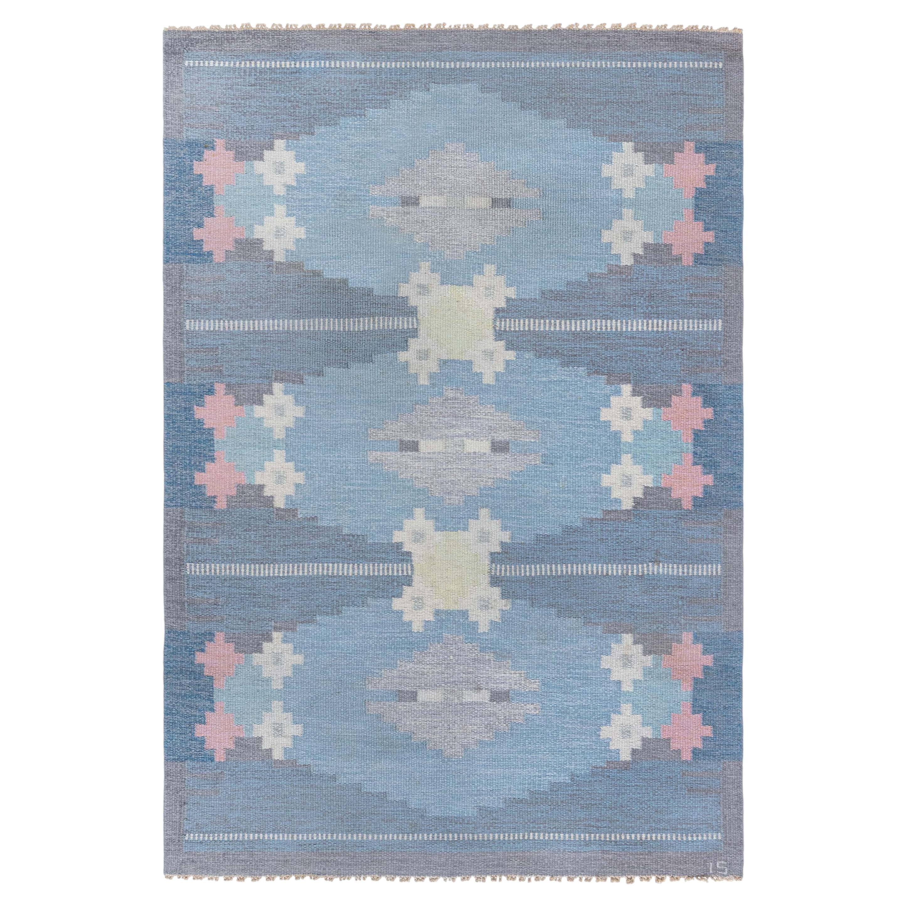 Vintage-Teppich „Slate Gray Flatweave“ von Doris Leslie Blau, entworfen von Ingegerd Silow