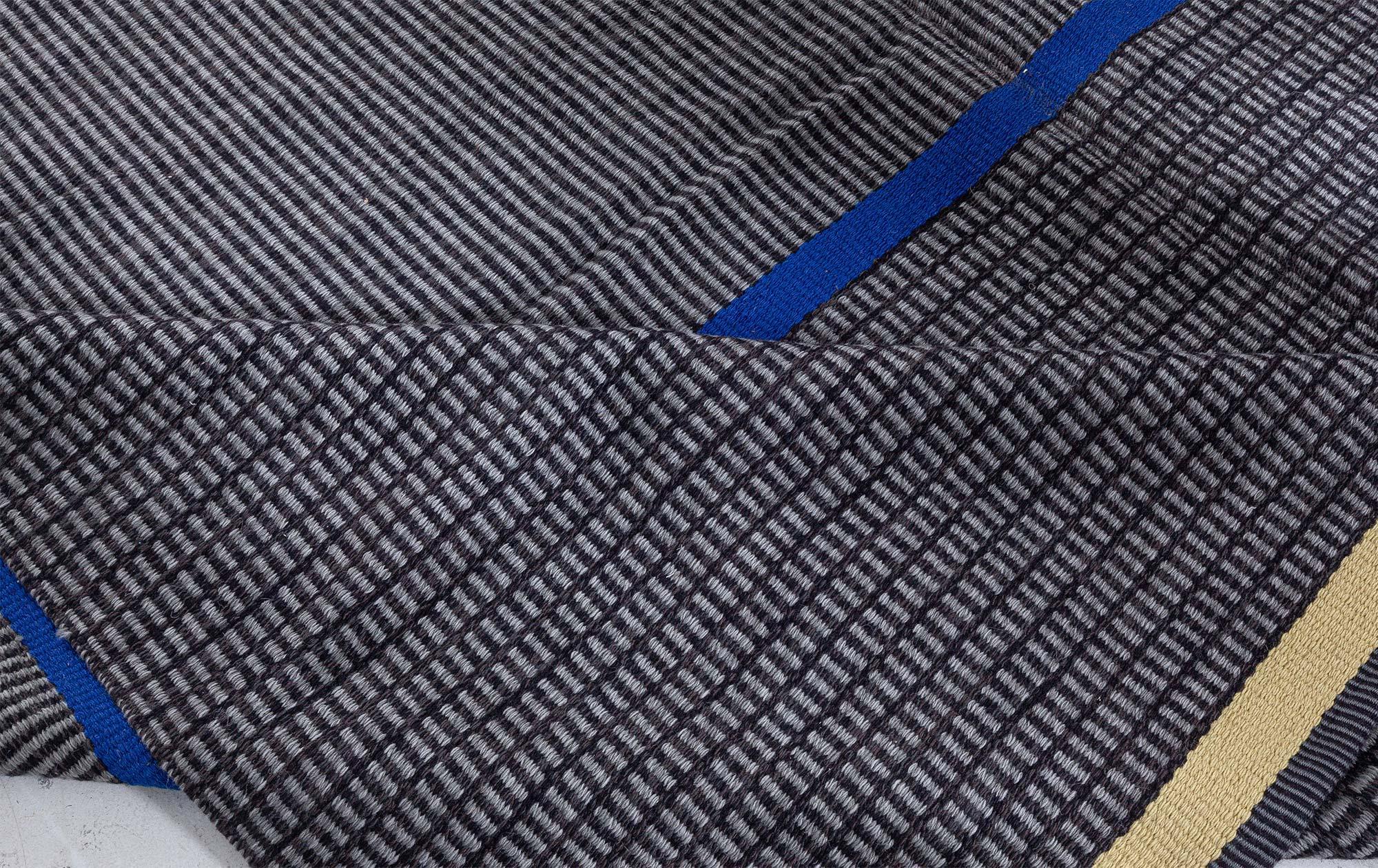 Mid-20th century striped gray Swedish flat-weave rug by Lagerhem Ullberg
Size: 9'3