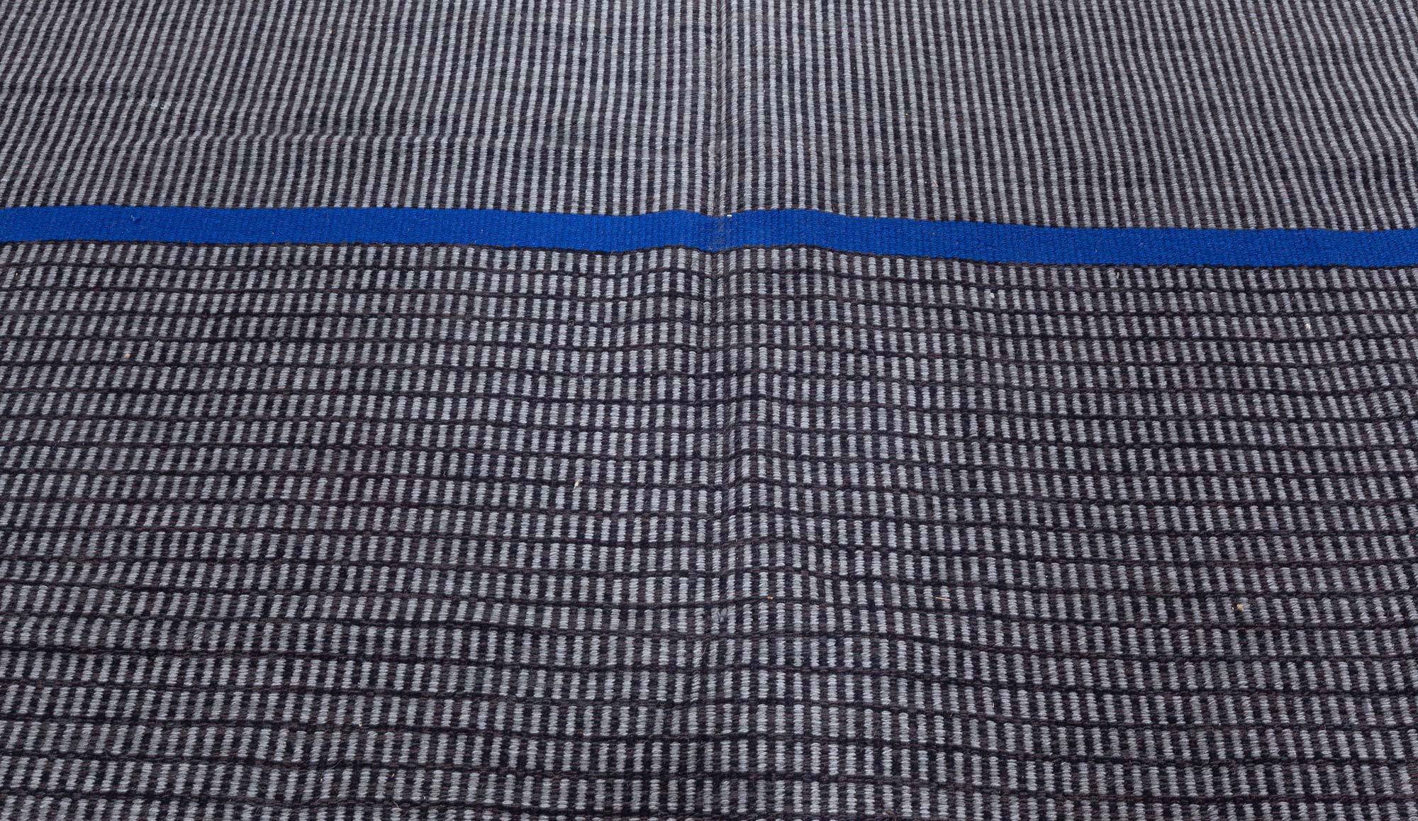 20th Century Doris Leslie Blau Vintage Swedish Striped Gray Rug by Lagerhem Ullberg For Sale