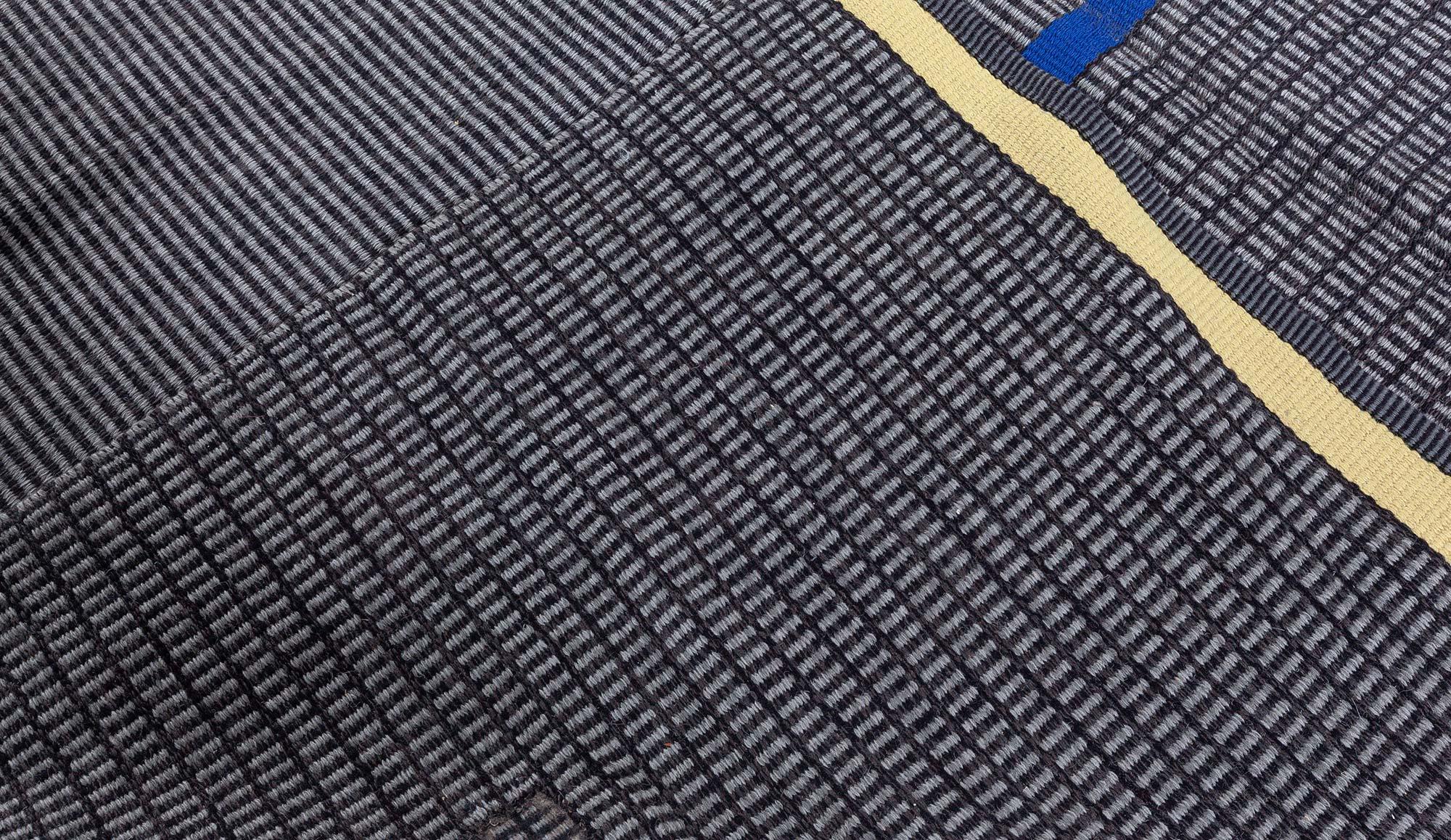 Doris Leslie Blau Vintage Swedish Striped Gray Rug by Lagerhem Ullberg For Sale 2