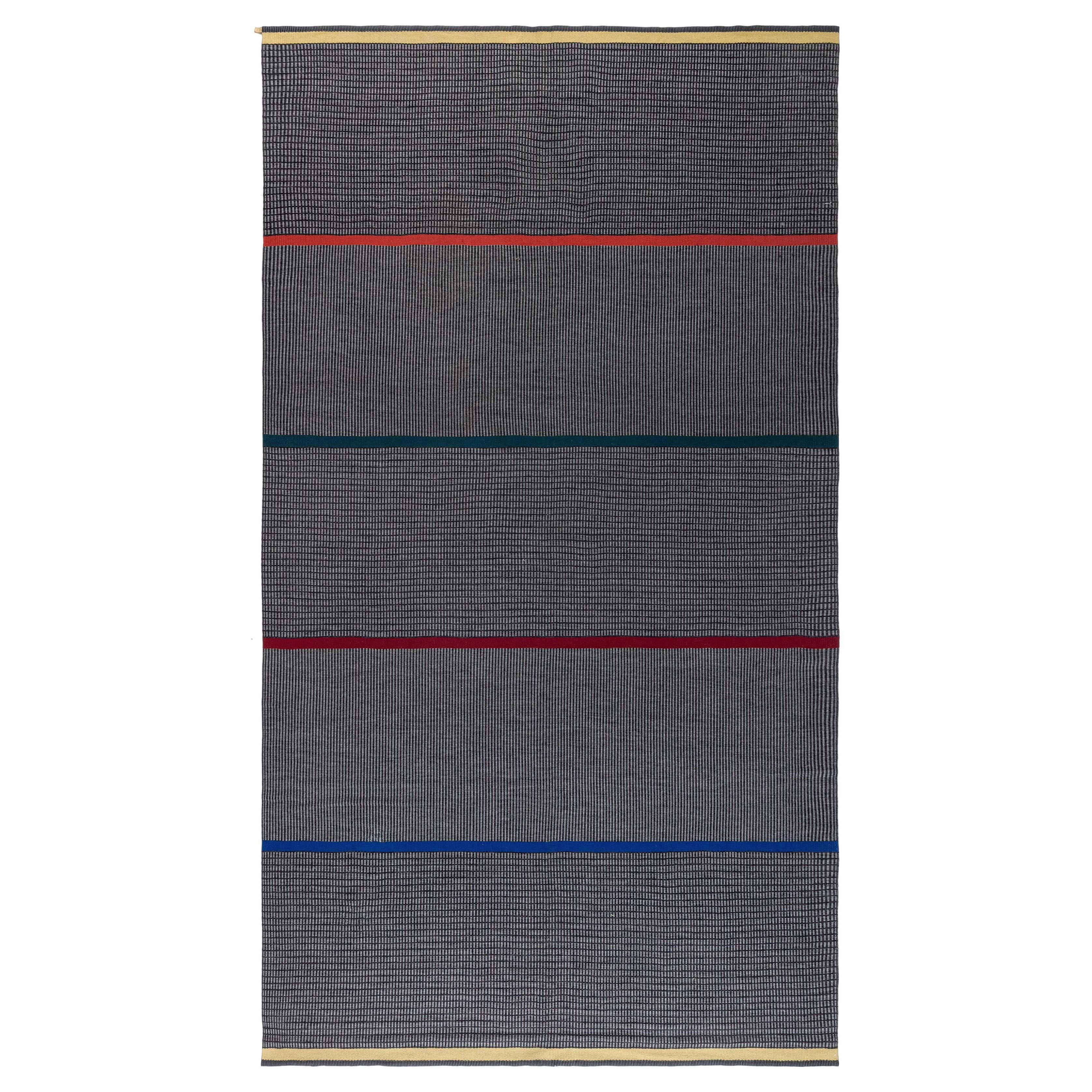 Doris Leslie Blau Vintage Swedish Striped Gray Rug by Lagerhem Ullberg For Sale