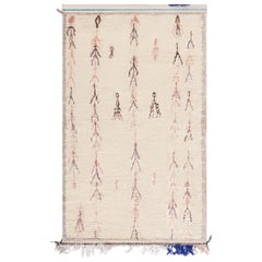 Doris Leslie Blau Vintage Tribal Moroccan Natural Wool Handmade Rug