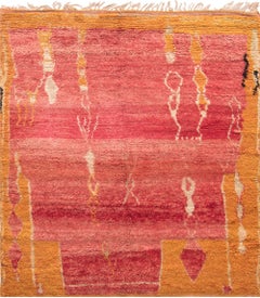 Doris Leslie Blauer Vintage Stammeskunst Marokkanischer rot-oranger Wollteppich