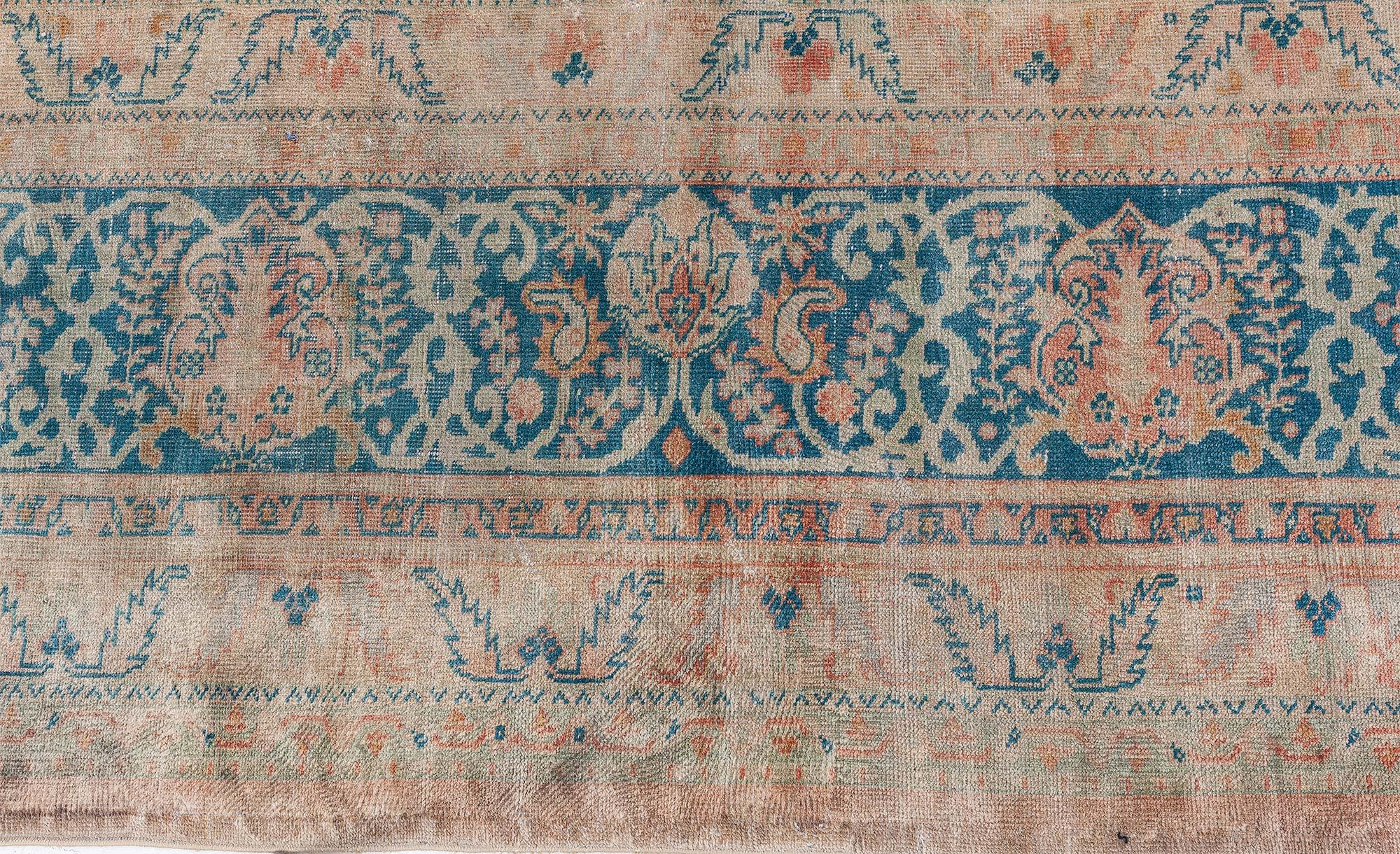 Doris Leslie Blau Alfombra turca vintage de lana anudada a mano Borlou Anudado a mano en venta