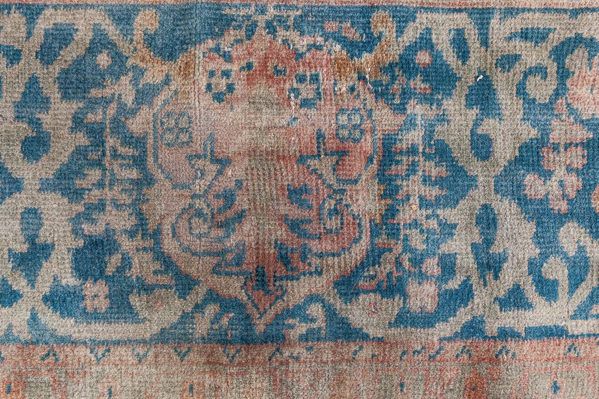 Doris Leslie Blau Alfombra turca vintage de lana anudada a mano Borlou siglo XX en venta