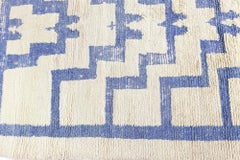 Doris Leslie Blau Vintage Turkish Geometric Cream With Blue Carpet Tulu