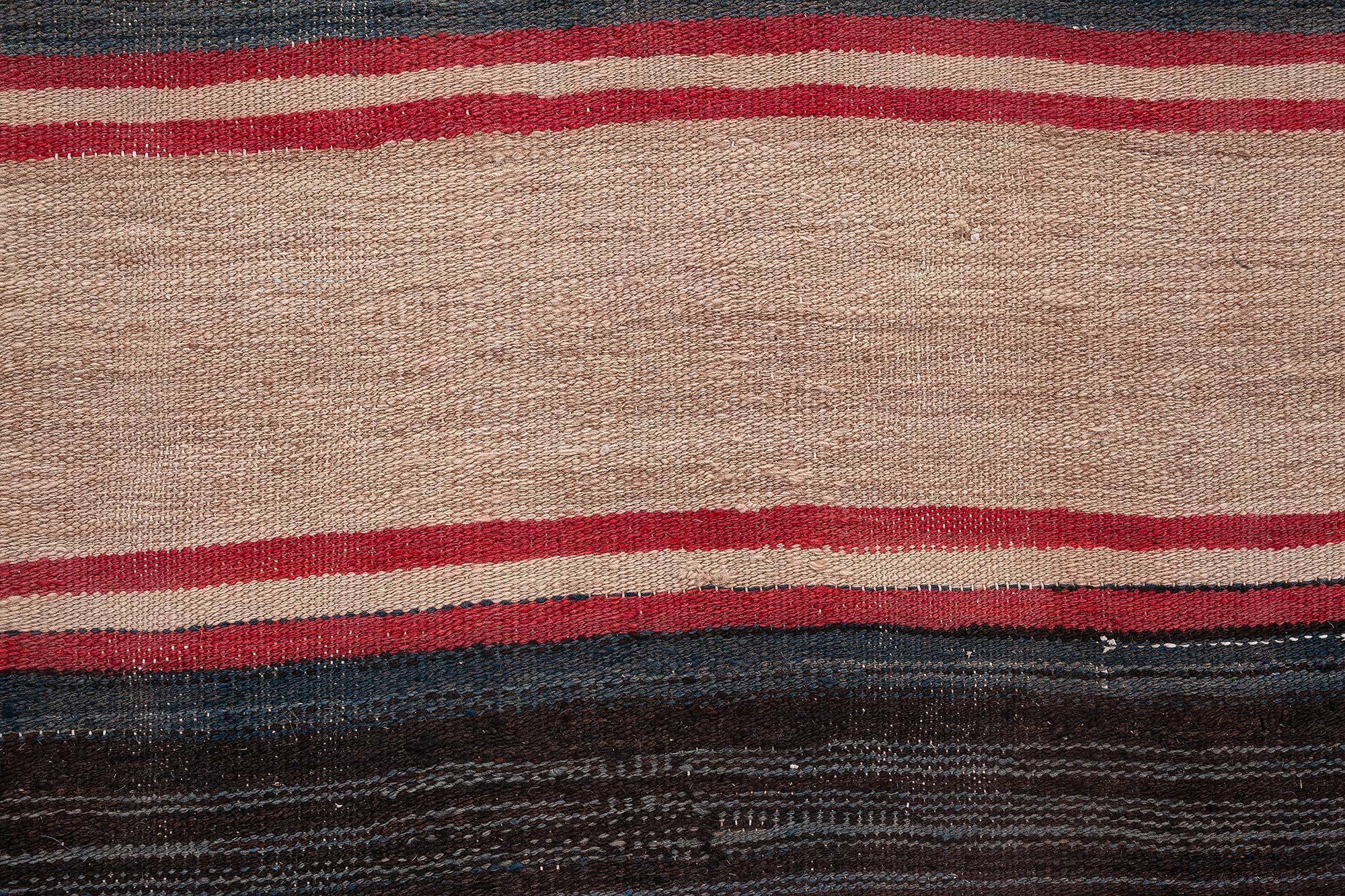 Doris Leslie Blauer türkischer Vintage-Kelim-Teppich (Wolle) im Angebot