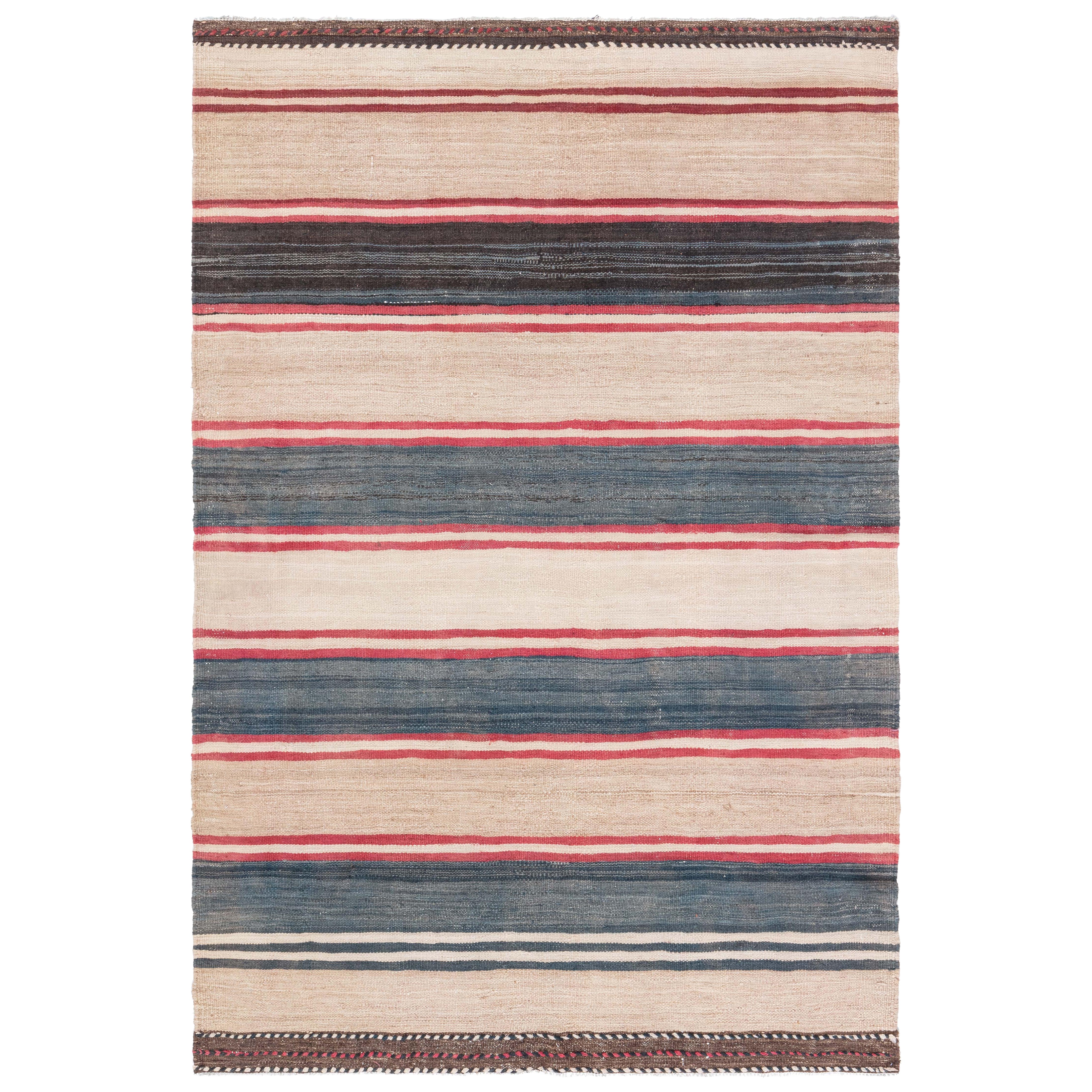 Doris Leslie Blauer türkischer Vintage-Kelim-Teppich im Angebot