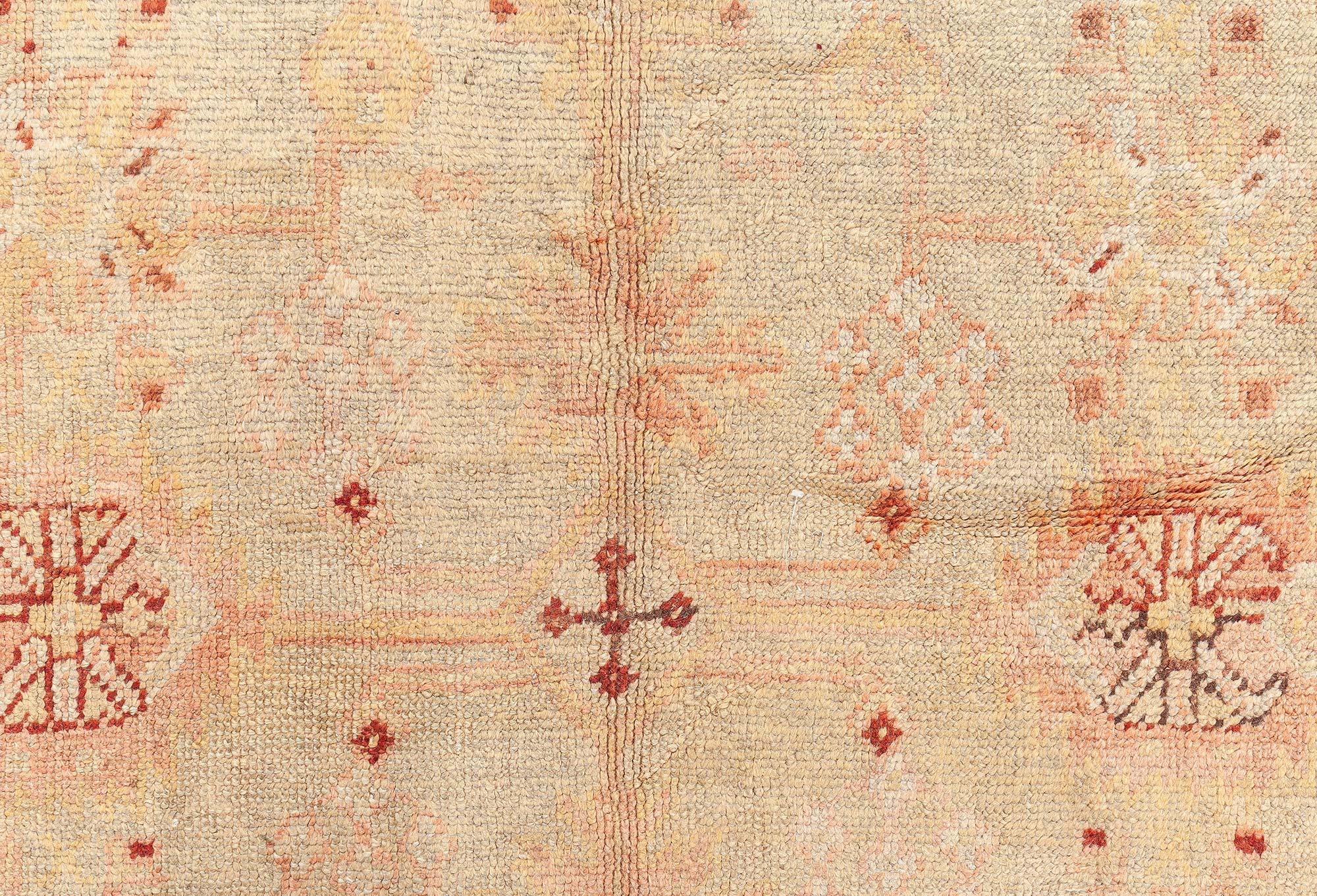 Wool Doris Leslie Blau Antique Turkish Oushak Rug For Sale