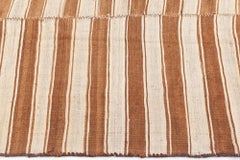 Tappeto vintage Doris Leslie Blau, turco, a righe, beige chiaro e marrone chiaro caldo