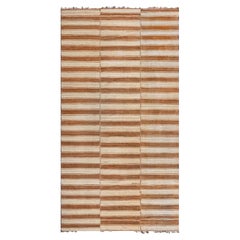 Tappeto vintage Doris Leslie Blau, turco, a righe, beige chiaro e marrone chiaro caldo