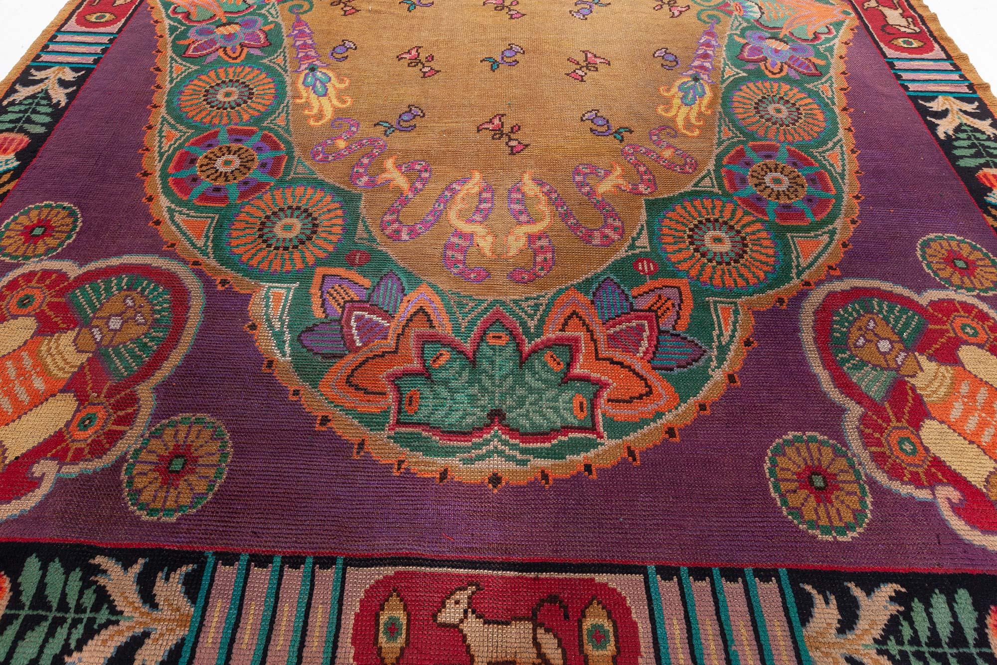 Doris Leslie Blau Vintage Wiener Jugendstil-Teppich (Art déco) im Angebot