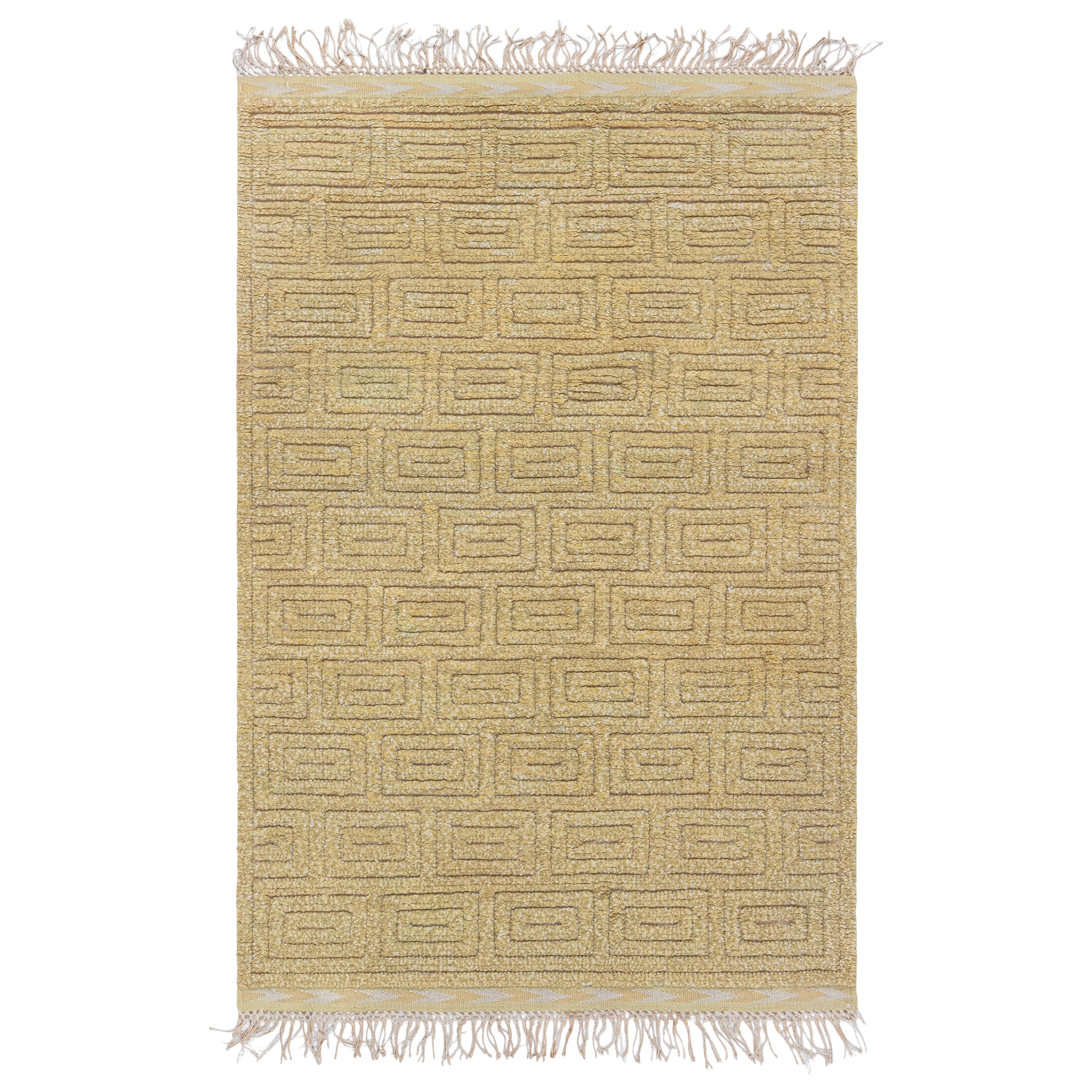 Doris Leslie Blau Vintage Yellow Swedish Half Pile by Elsa Gullberg For Sale