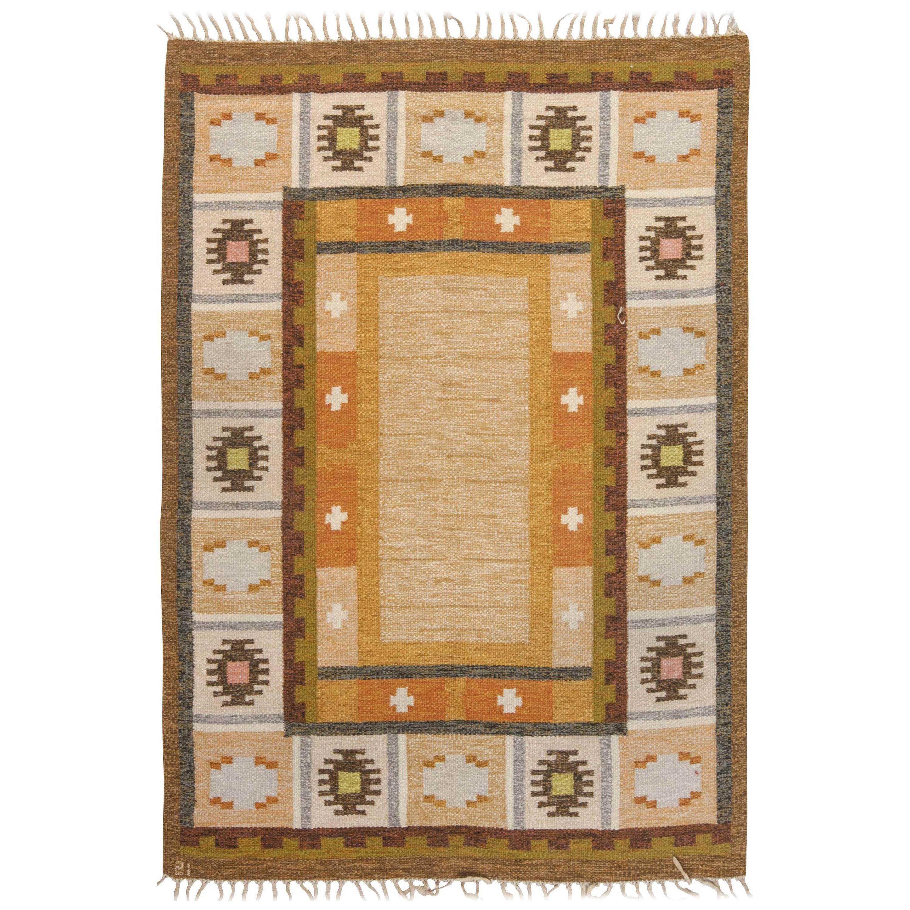 Doris Leslie Blau Warm Nordic Charm: Vintage Swedish Flat-Weave Rug by Ingegerd