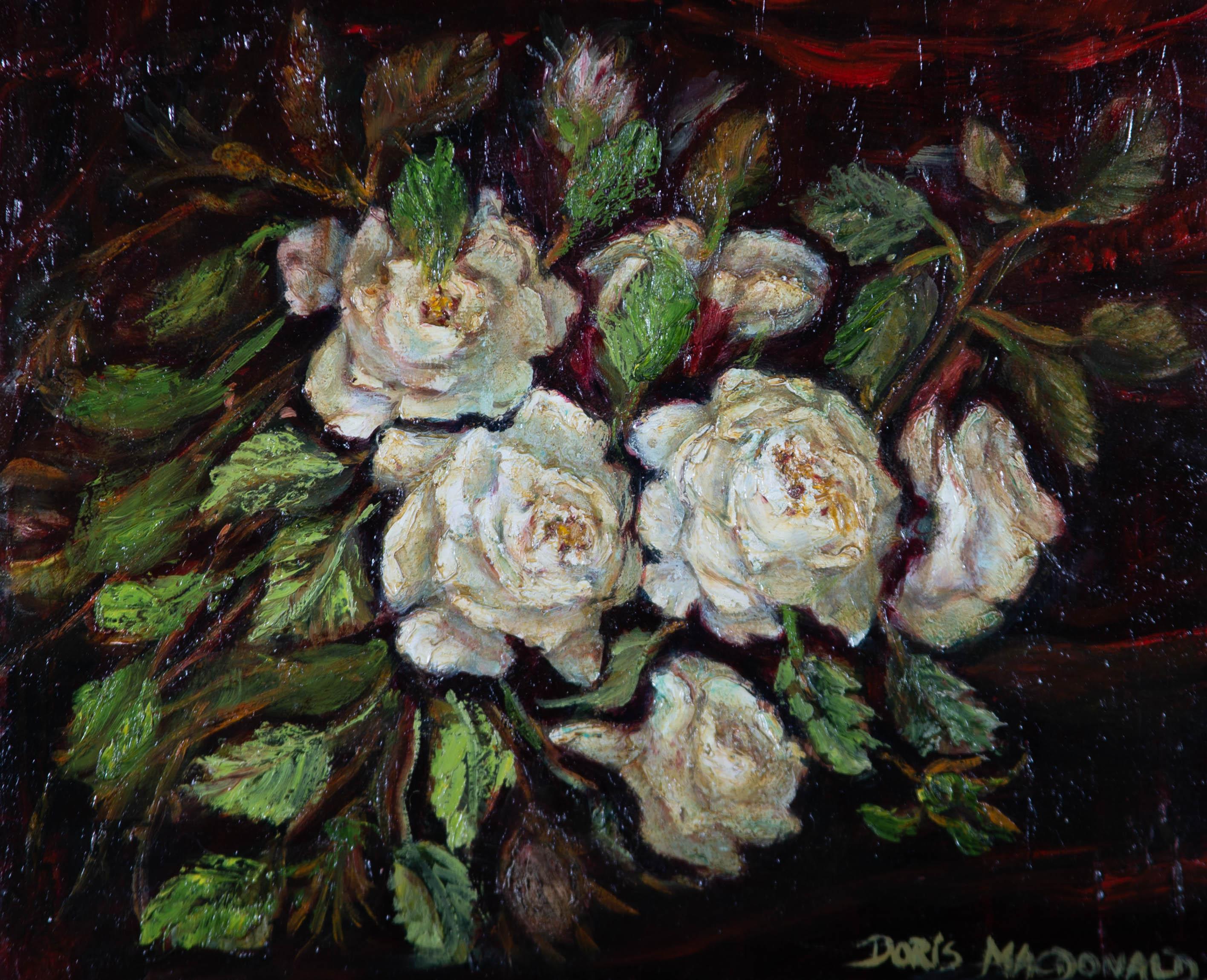 Doris MacDonald - Óleo del siglo XX, Rosas blancas 1