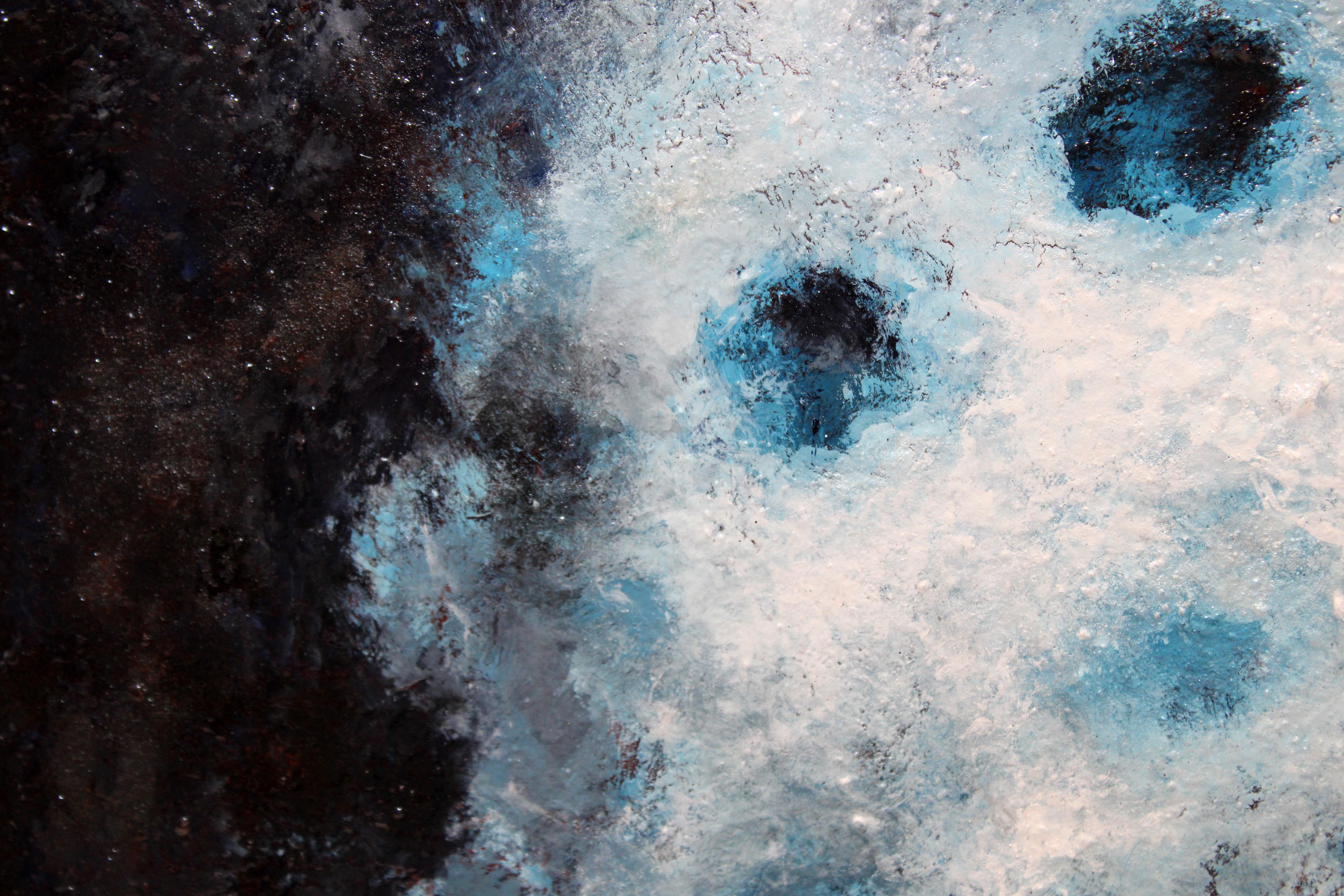 Galaxia en movimiento - Óleo sobre tela (Schwarz), Abstract Painting, von Doris Malfeito Torrella