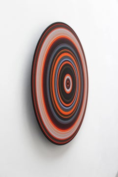 Around the World No. 22E by Doris Marten - Oil on vinyl, music, circle, lines