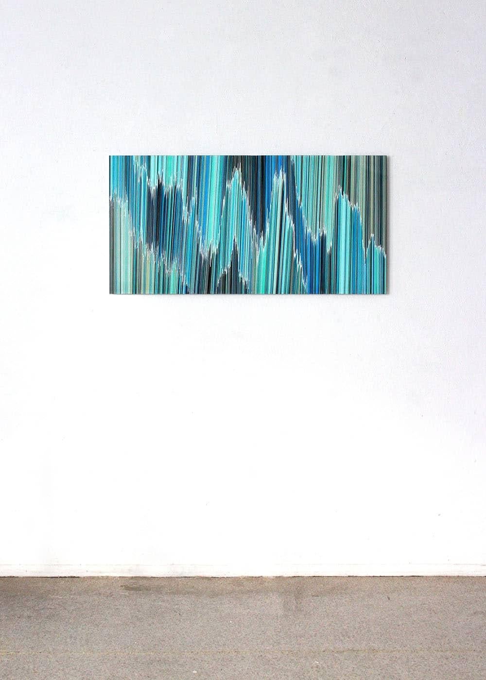 BL-AD No.18 de Doris Marten - Peinture abstraite contemporaine, lignes bleues en vente 2