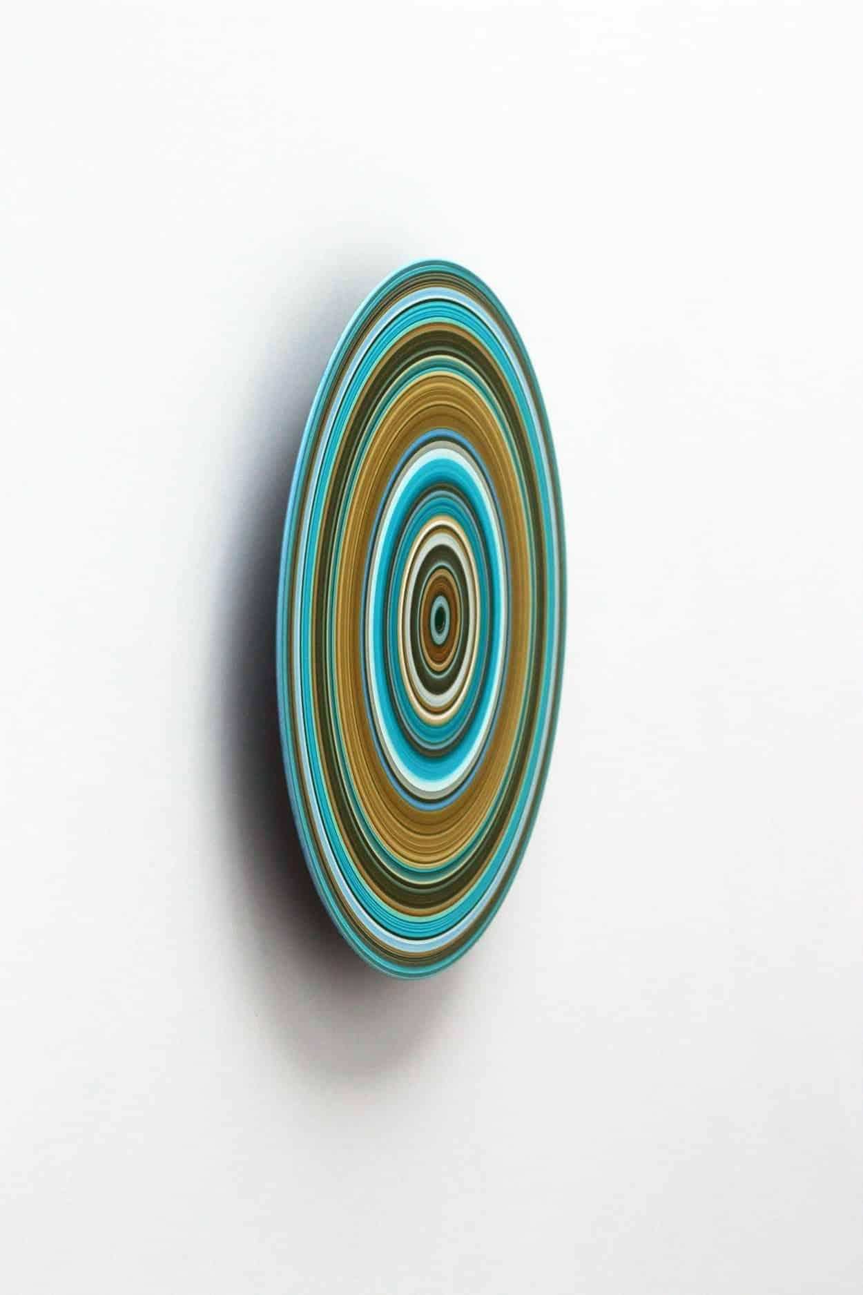 Blue Edition No.02m di Doris Marten - Olio su vinile, musica, cerchio, linee in vendita 3