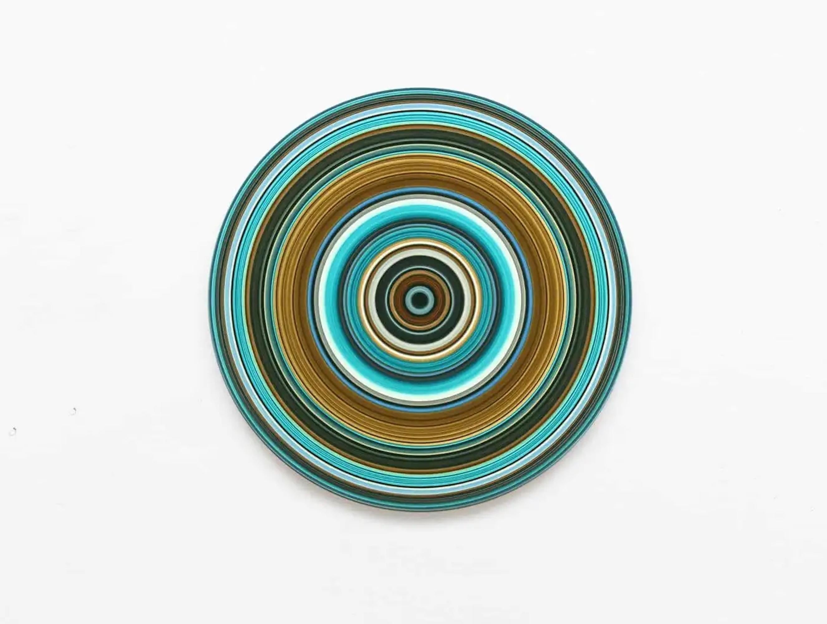 Blue Edition No.02m di Doris Marten - Olio su vinile, musica, cerchio, linee
